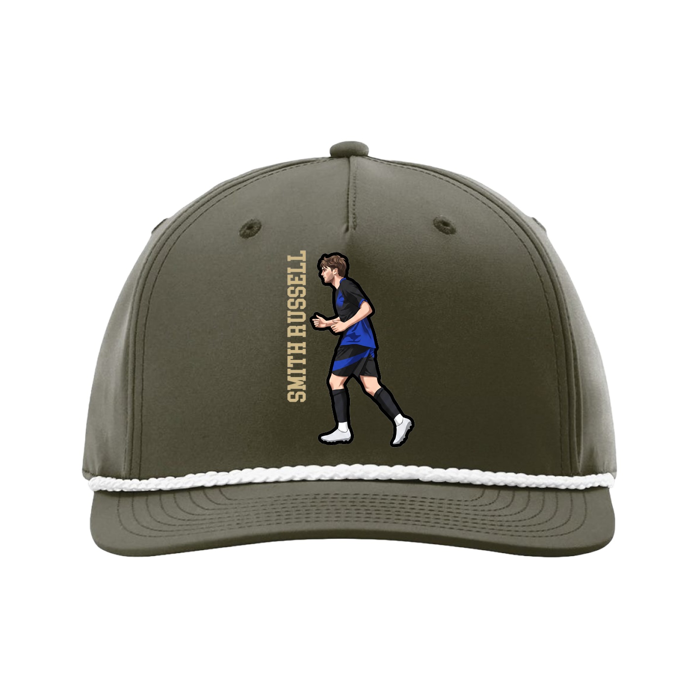 Five-Panel Classic Rope Cap — Name Vertical in Green