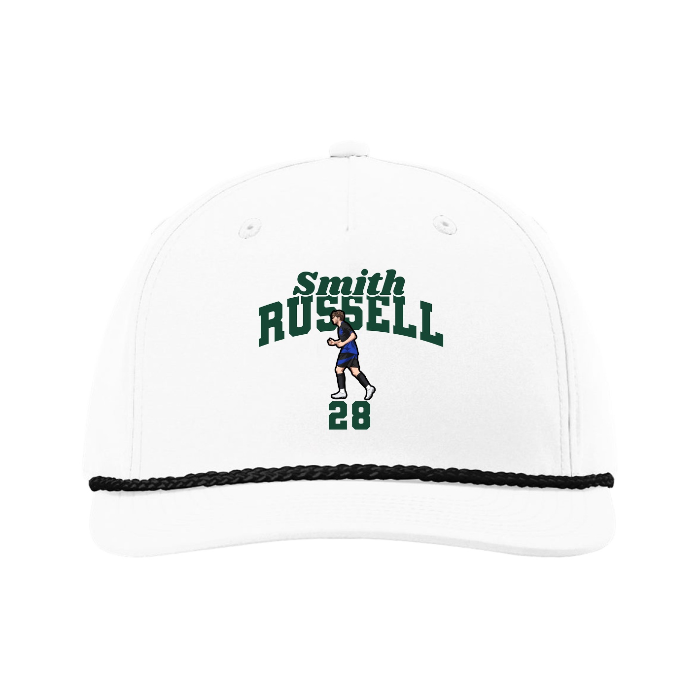 Five-Panel Classic Rope Cap — Signature Arch in White