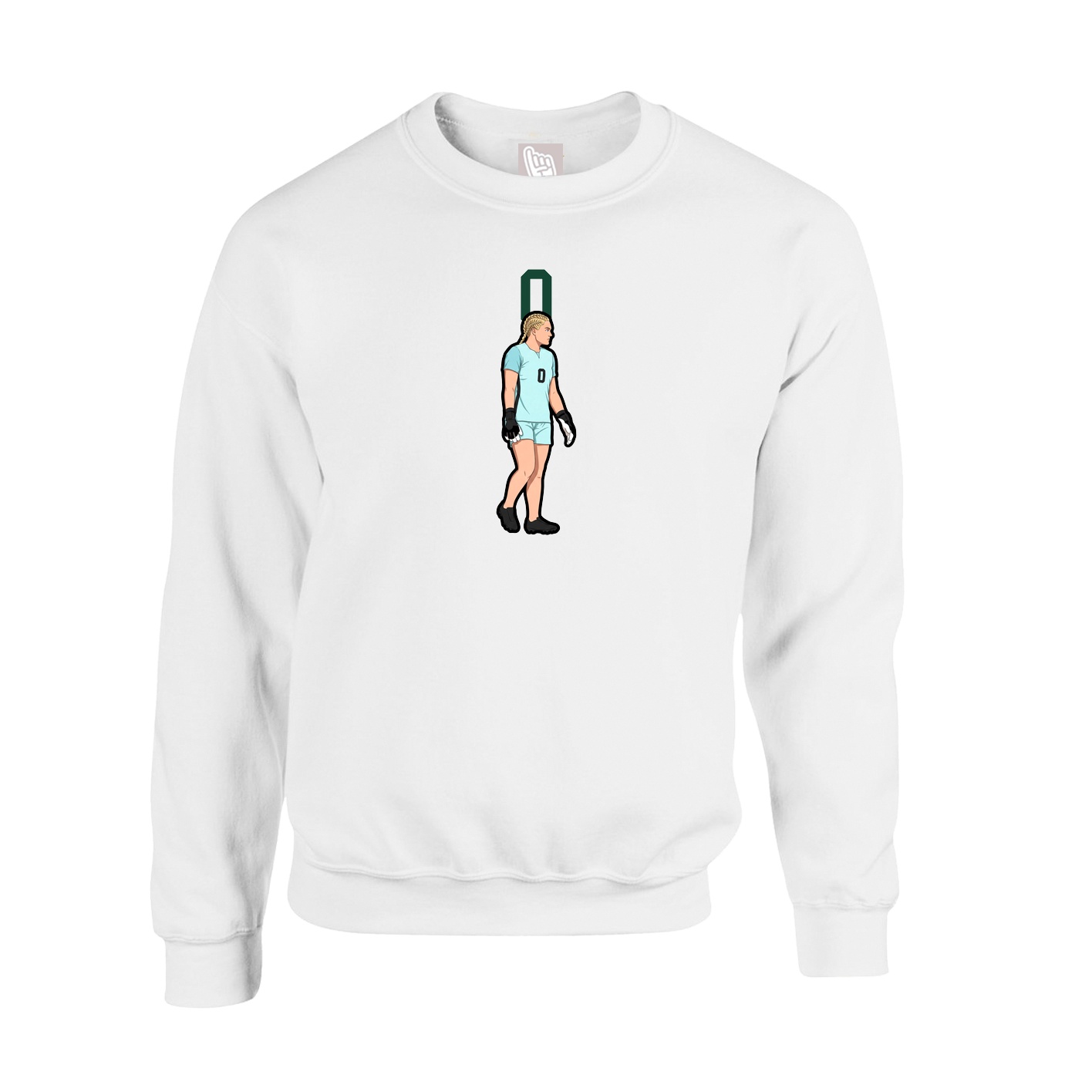 Fleece Crew — Number Top in White