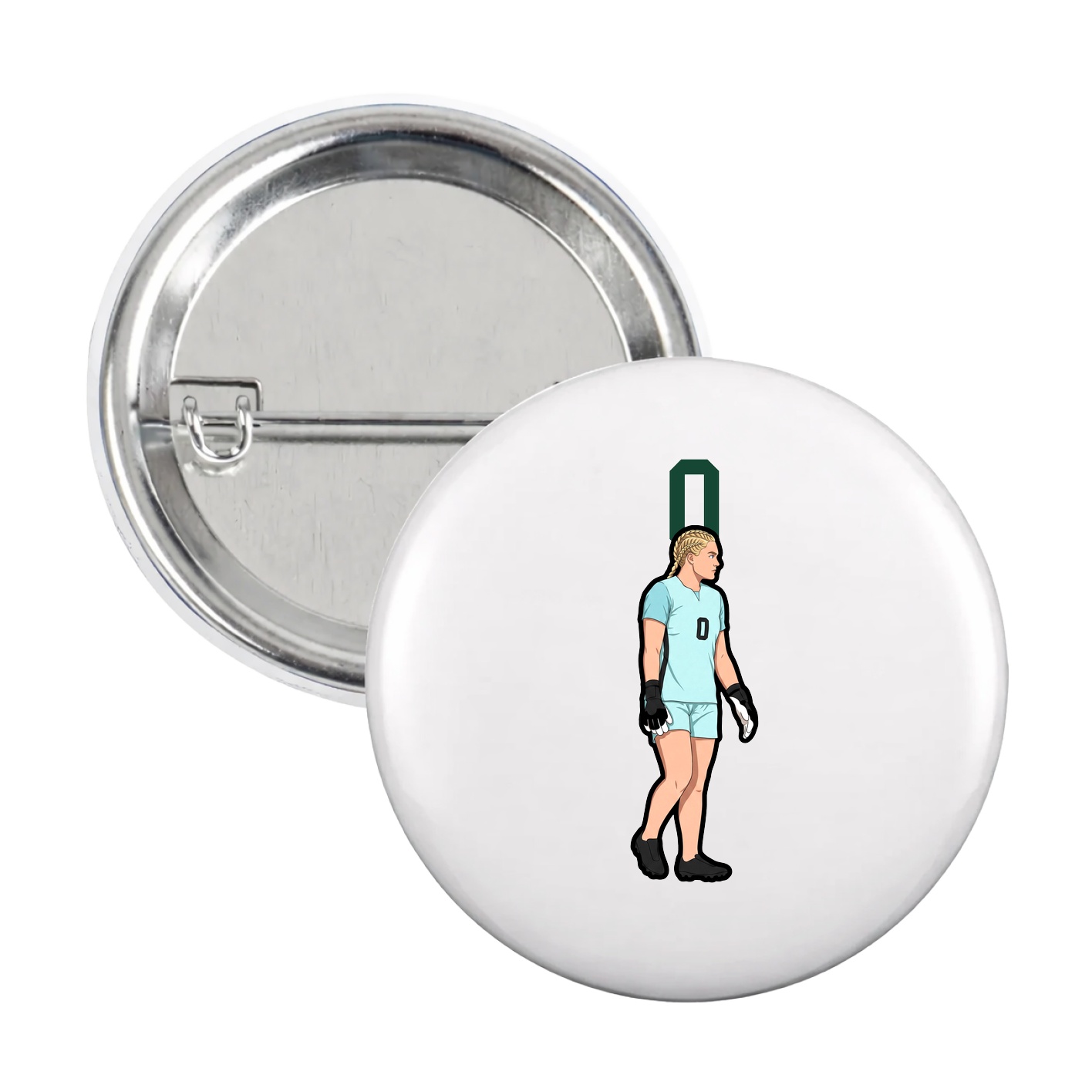 Game Day Button — Number Top in White
