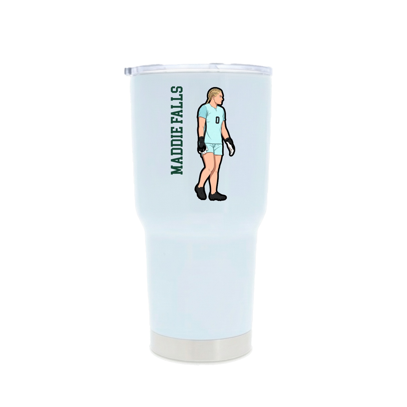 30oz Stainless Steel Tumbler — Name Vertical in White