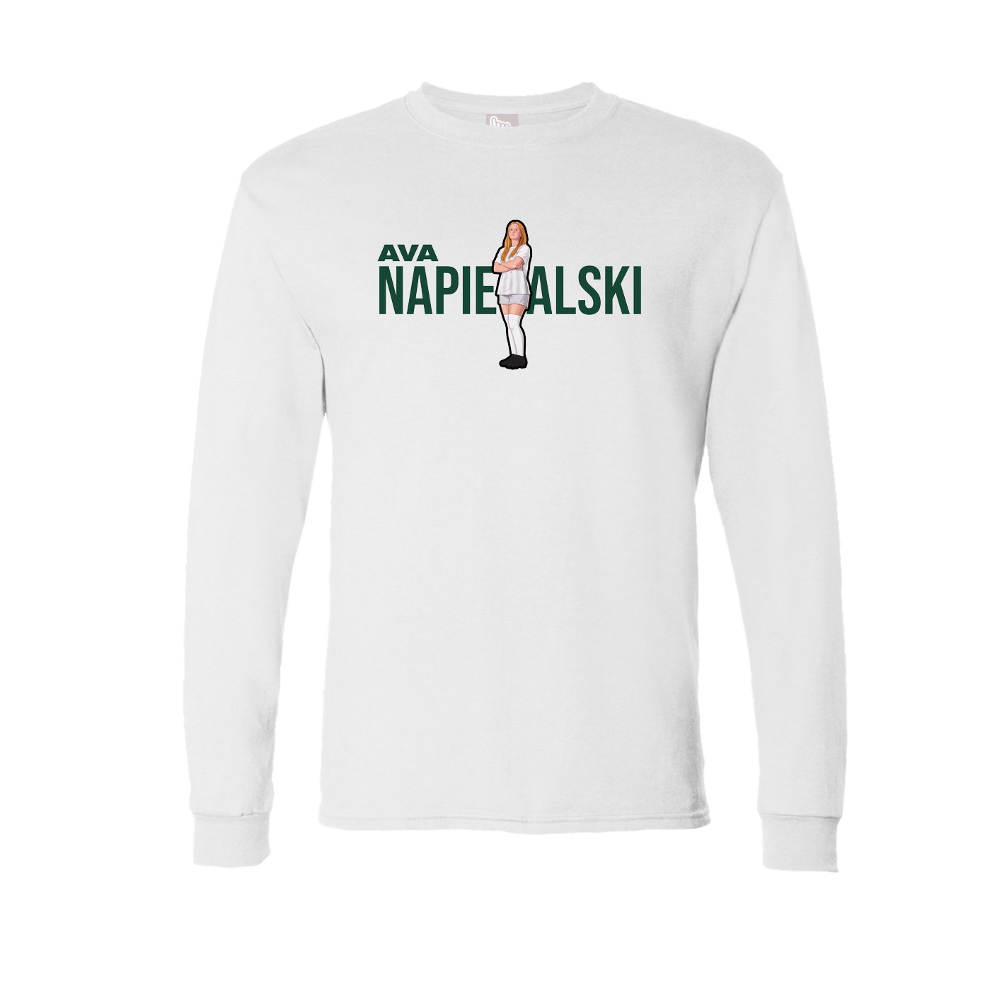 Long Sleeve Tee — Player Name in White