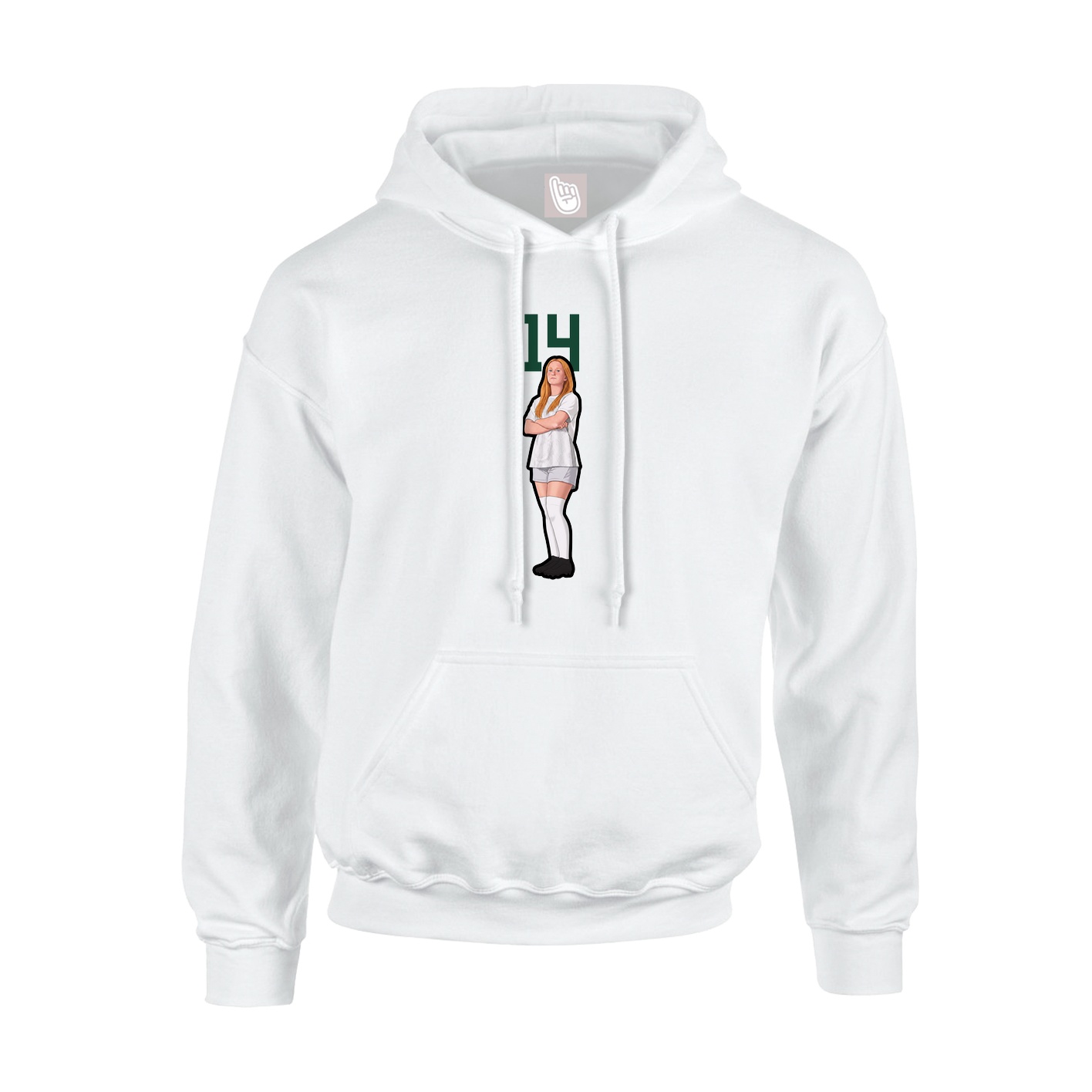 Youth Hoodie — Number Top in White