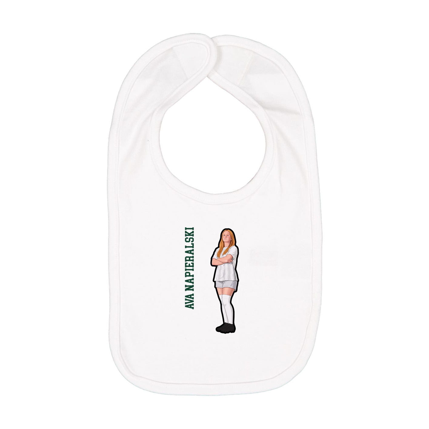 Infant Bib — Name Vertical in White