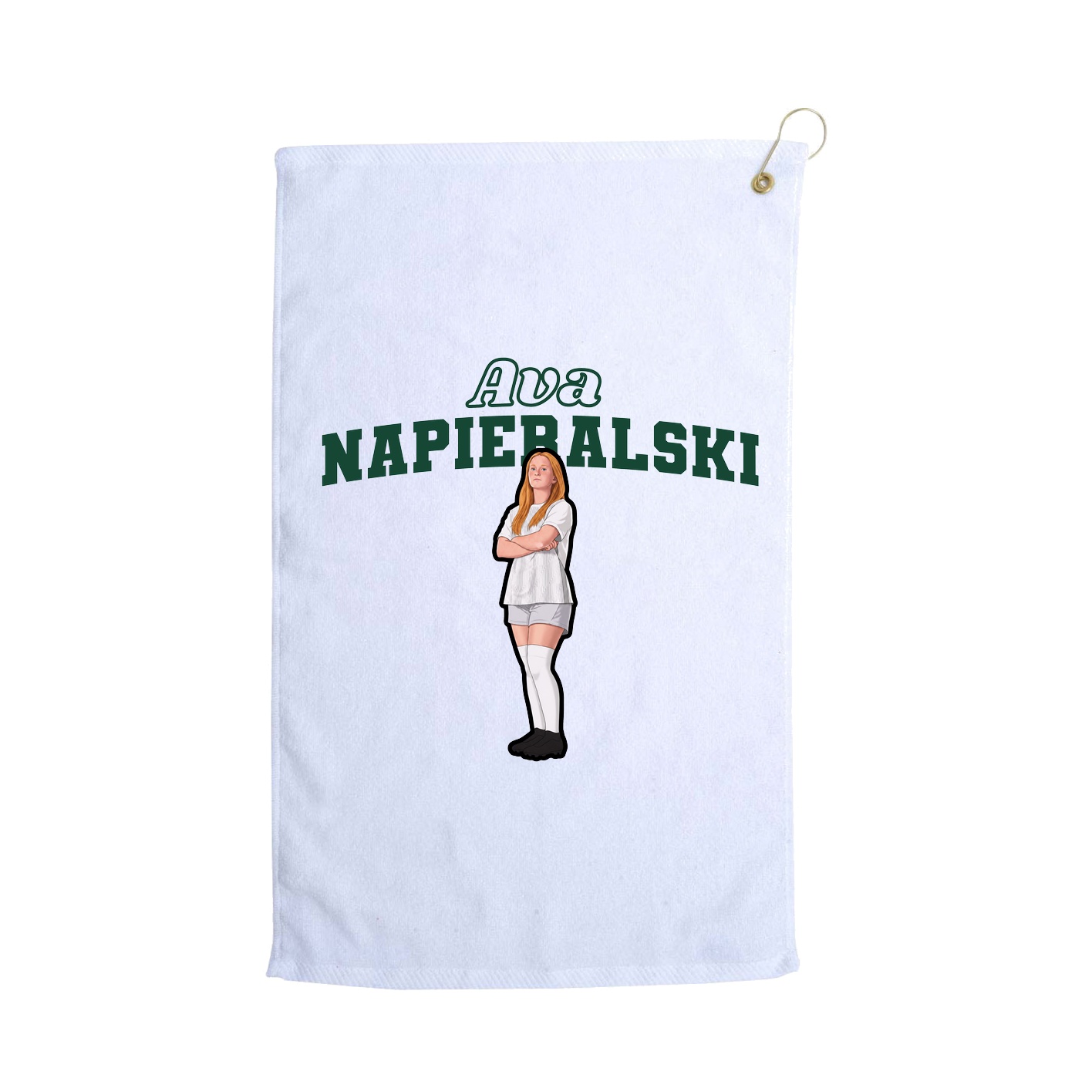 Golf Towel — Name Arch in White