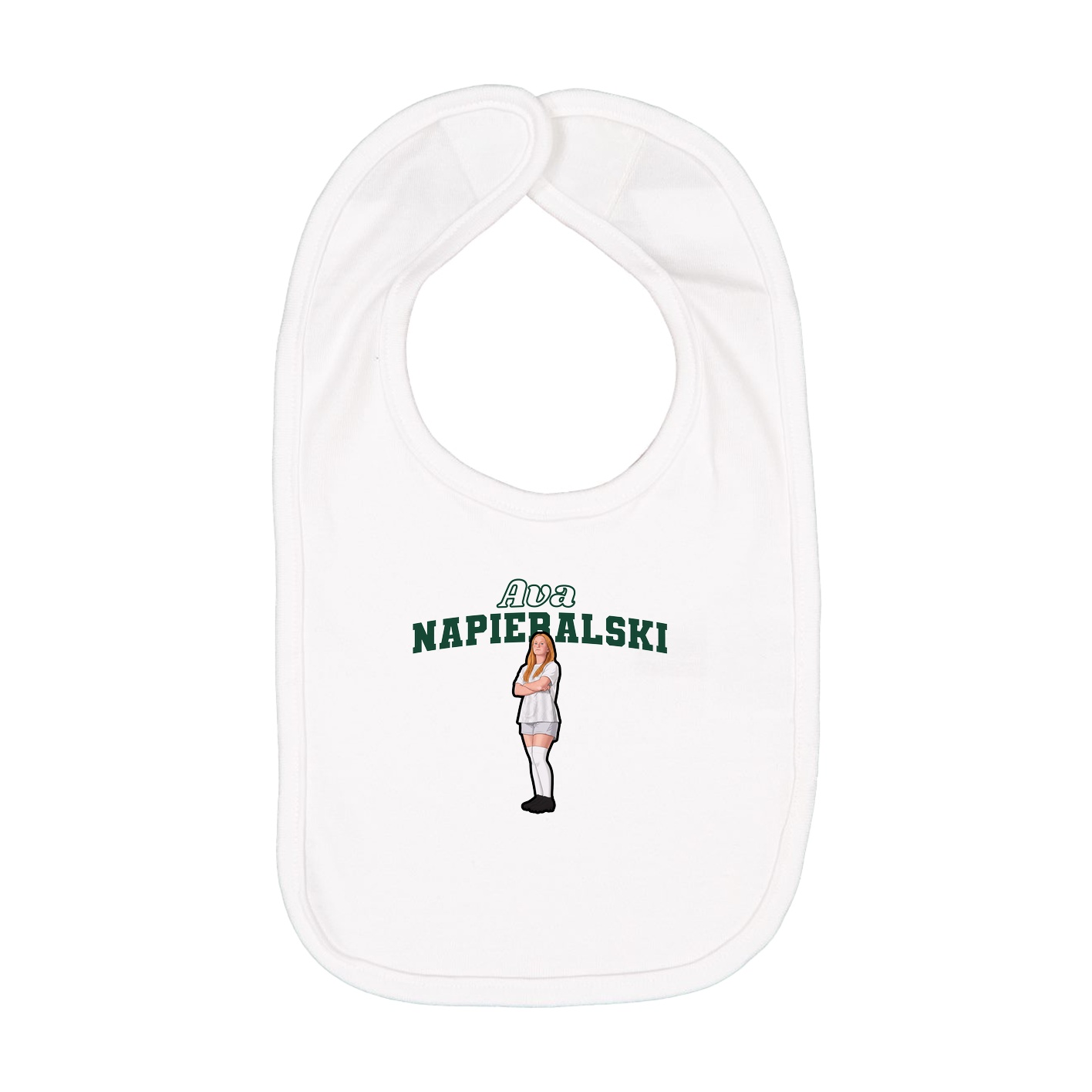 Infant Bib — Name Arch in White