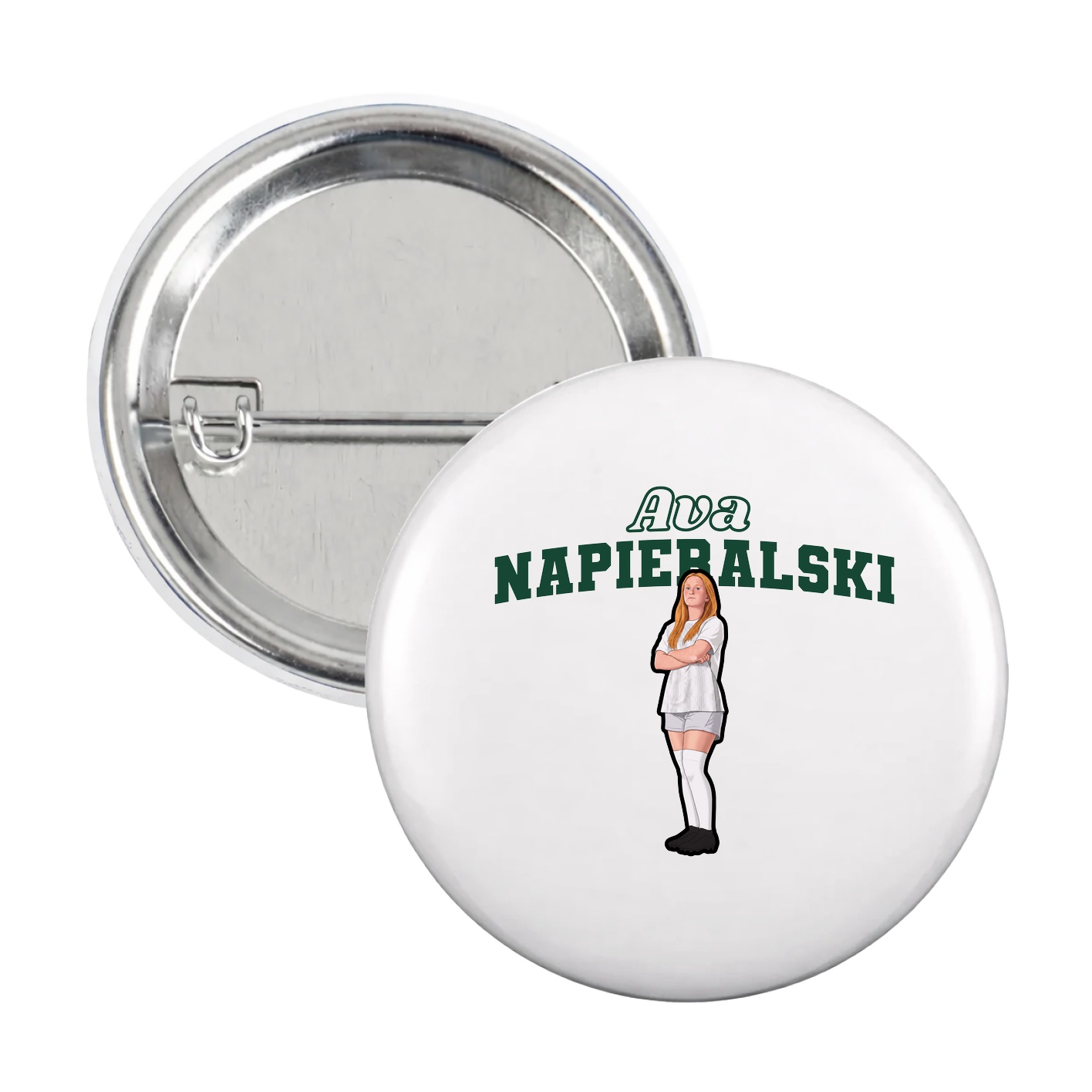 Game Day Button — Name Arch in White