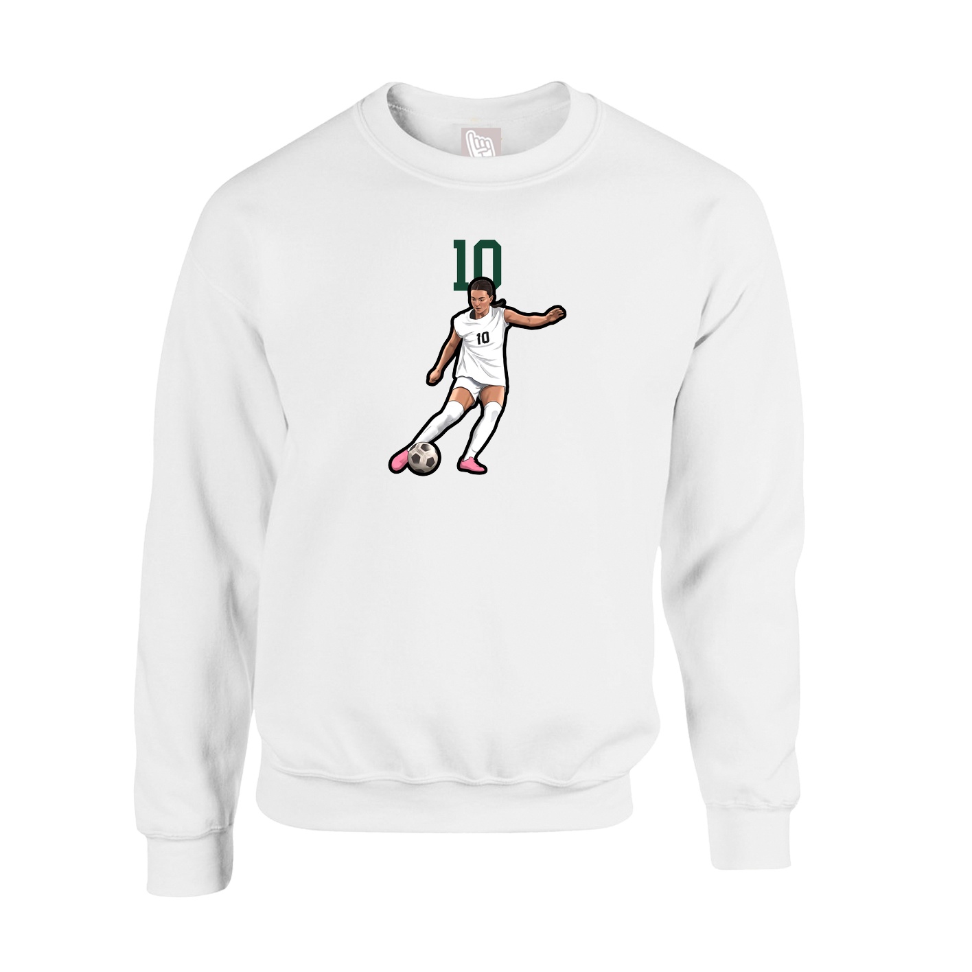 Fleece Crew — Number Top in White