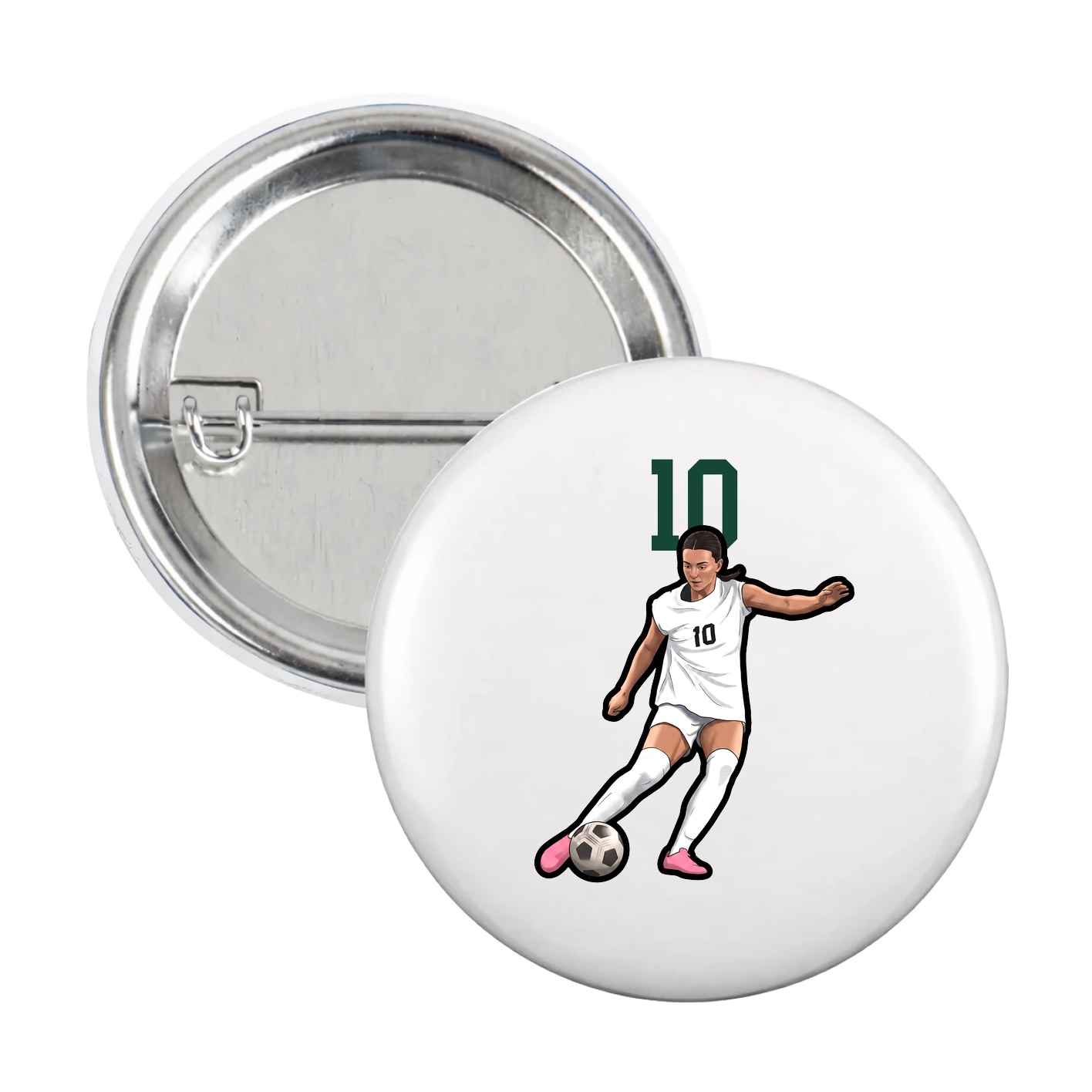 Game Day Button — Number Top in White