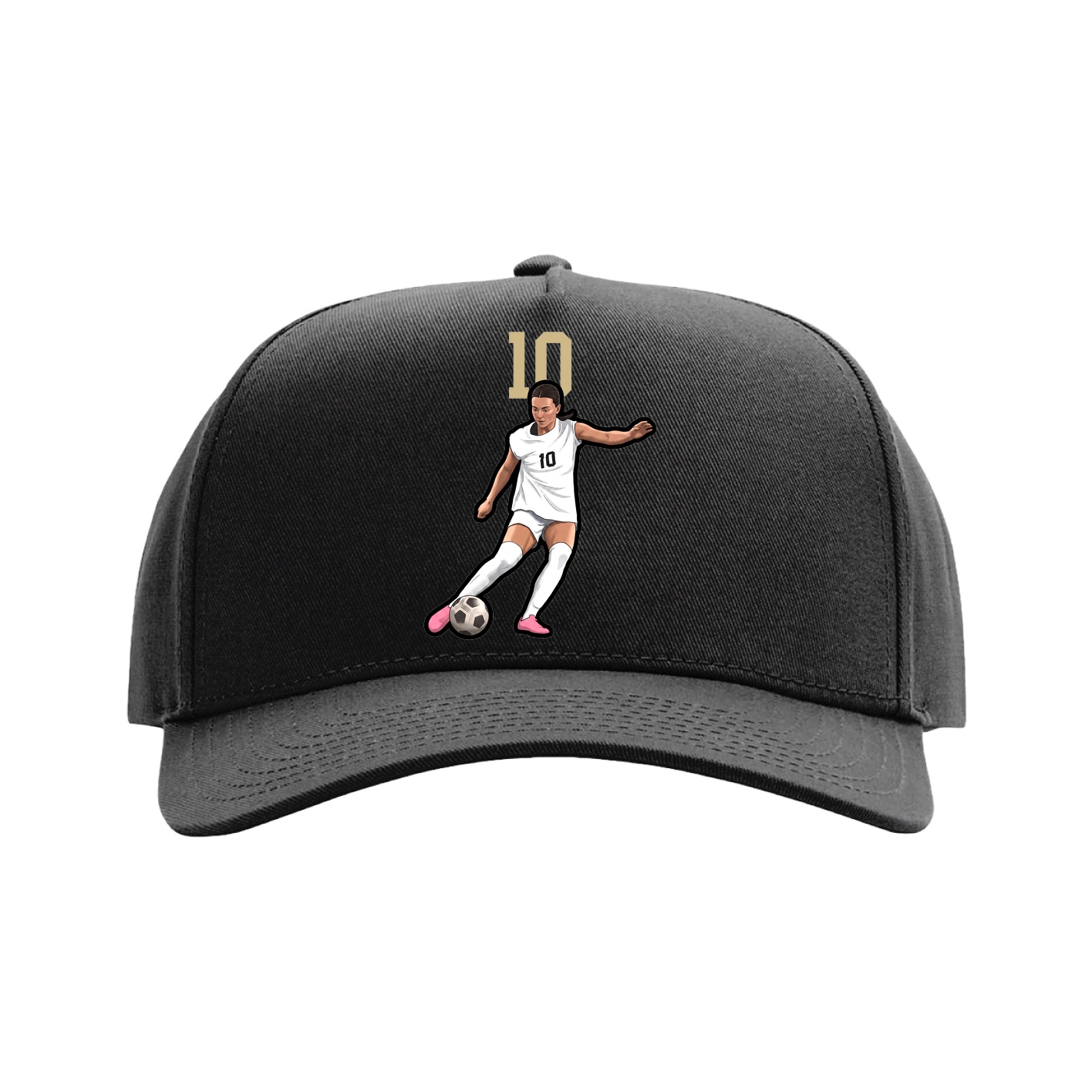 Full Fabric Five-Panel Champ Cap — Number Top in Black