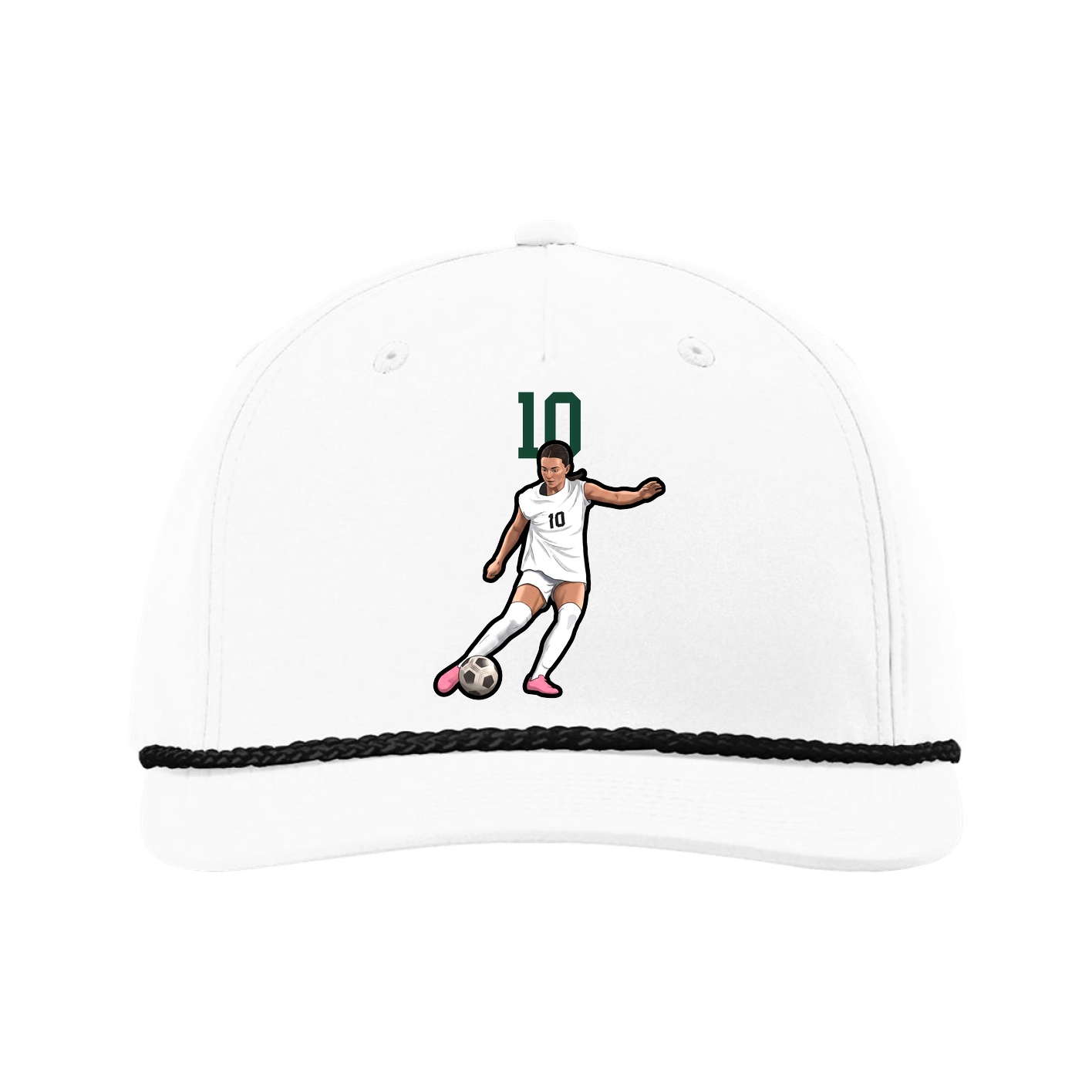 Five-Panel Classic Rope Cap — Number Top in White
