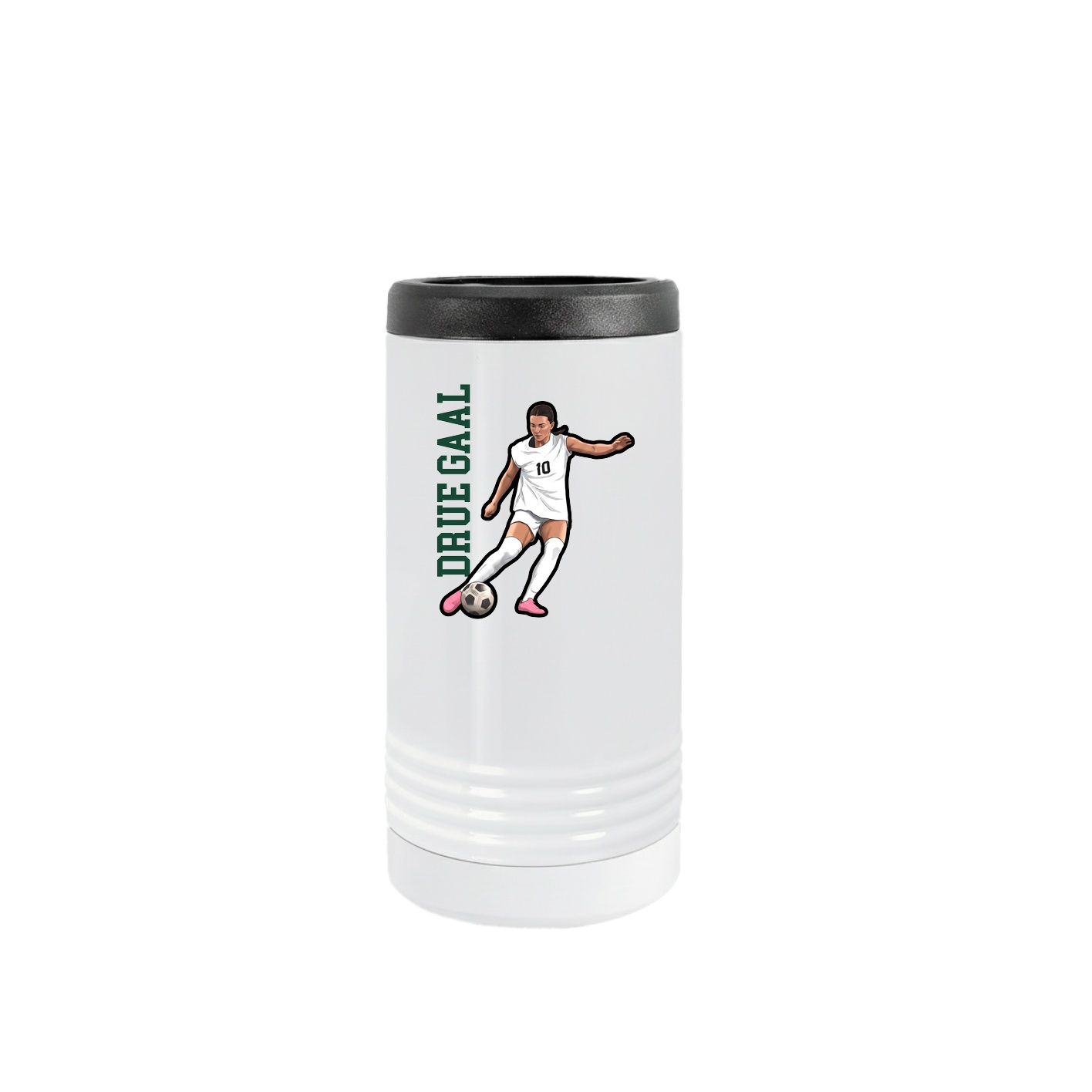 Slim Beverage Holder — Name Vertical in White