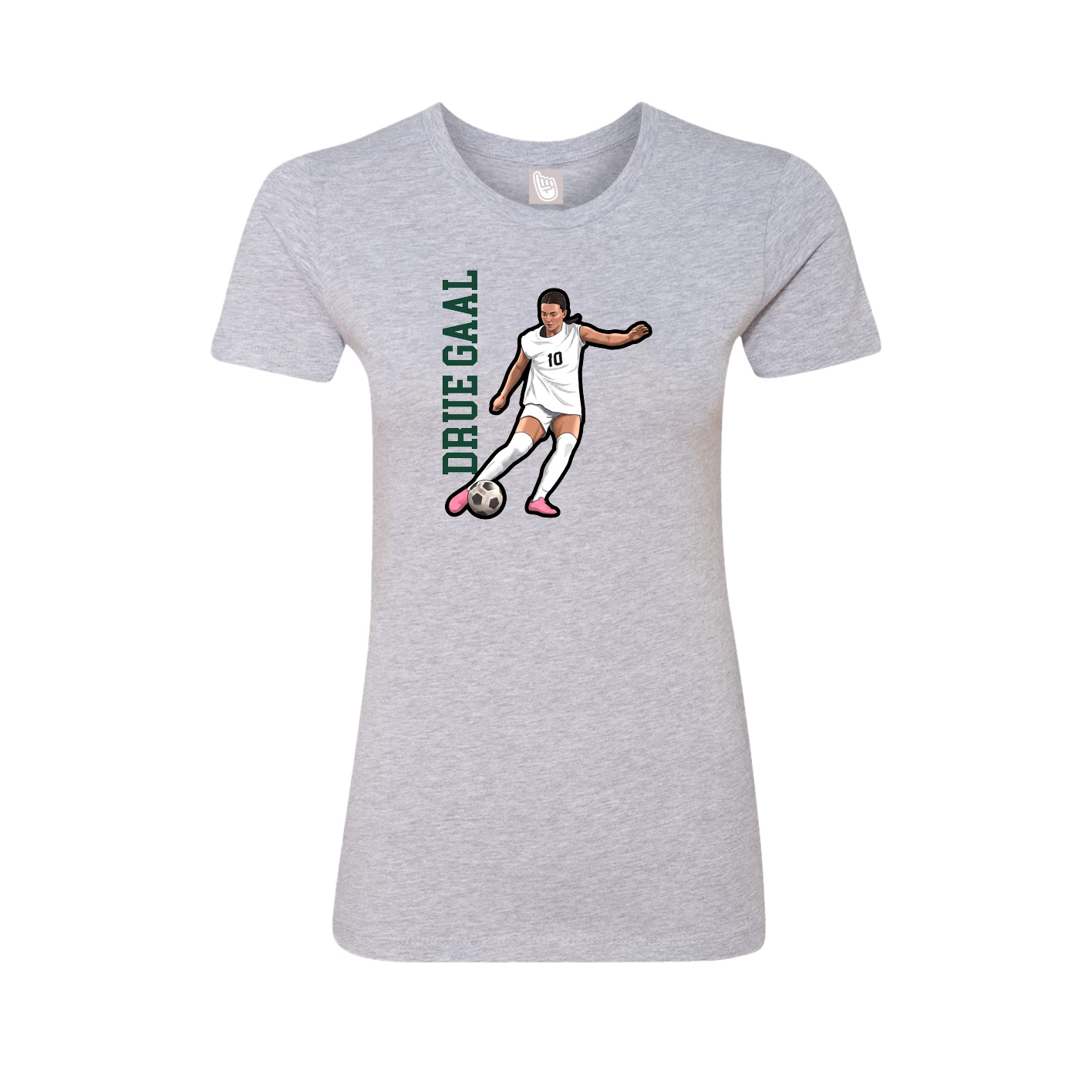 Fitted Women's Tee — Name Vertical in Grey