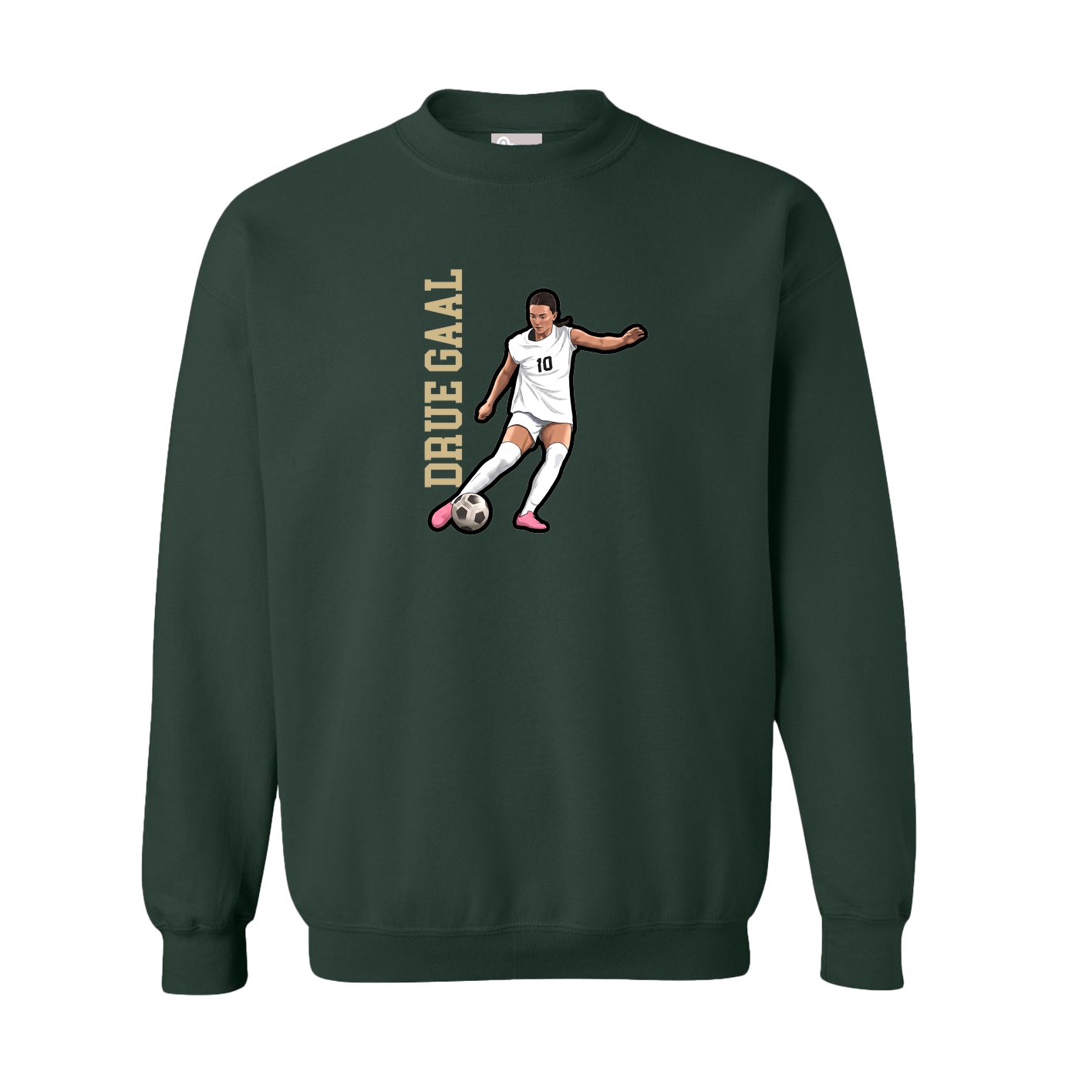 Fleece Crew — Name Vertical in Green
