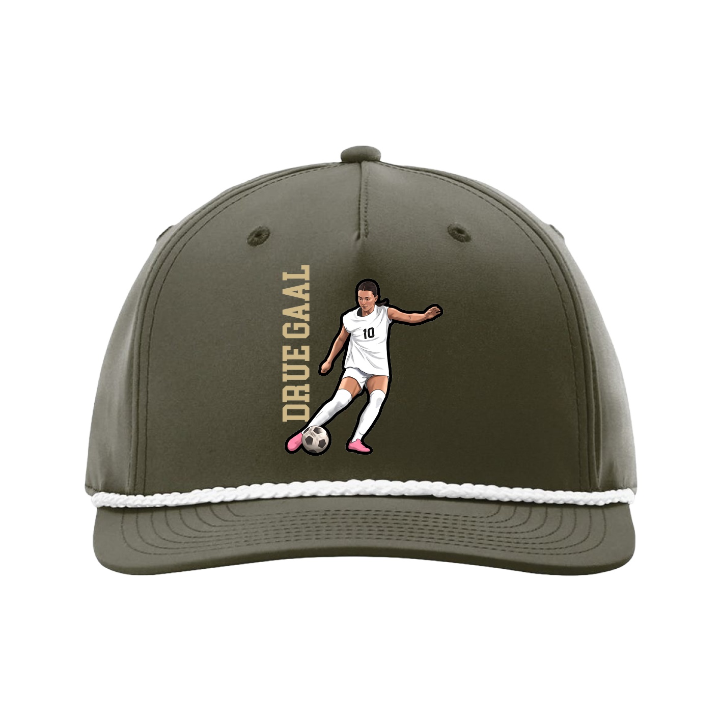 Five-Panel Classic Rope Cap — Name Vertical in Green