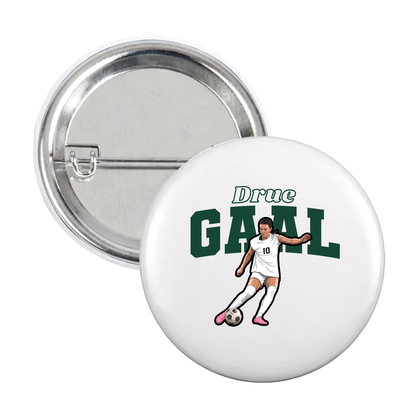 Game Day Button — Name Arch in White