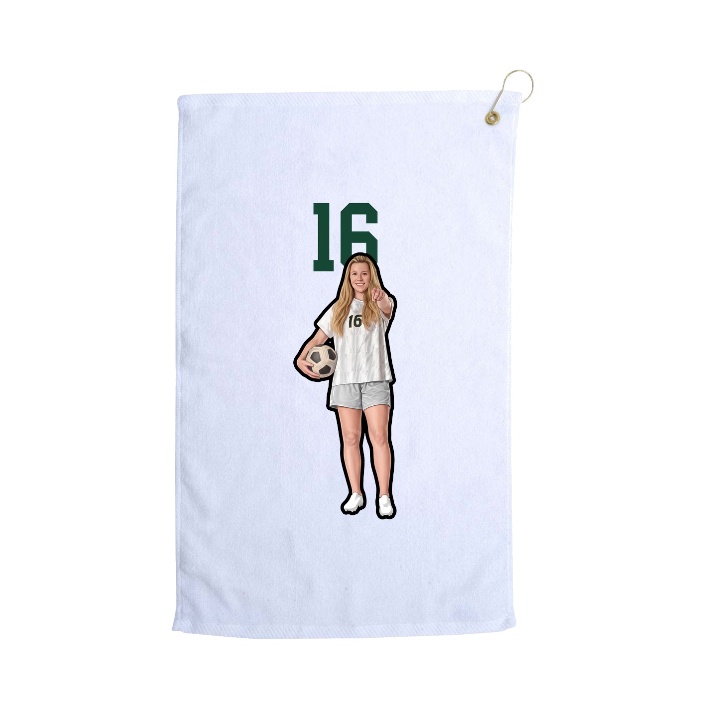 Golf Towel — Number Top in White