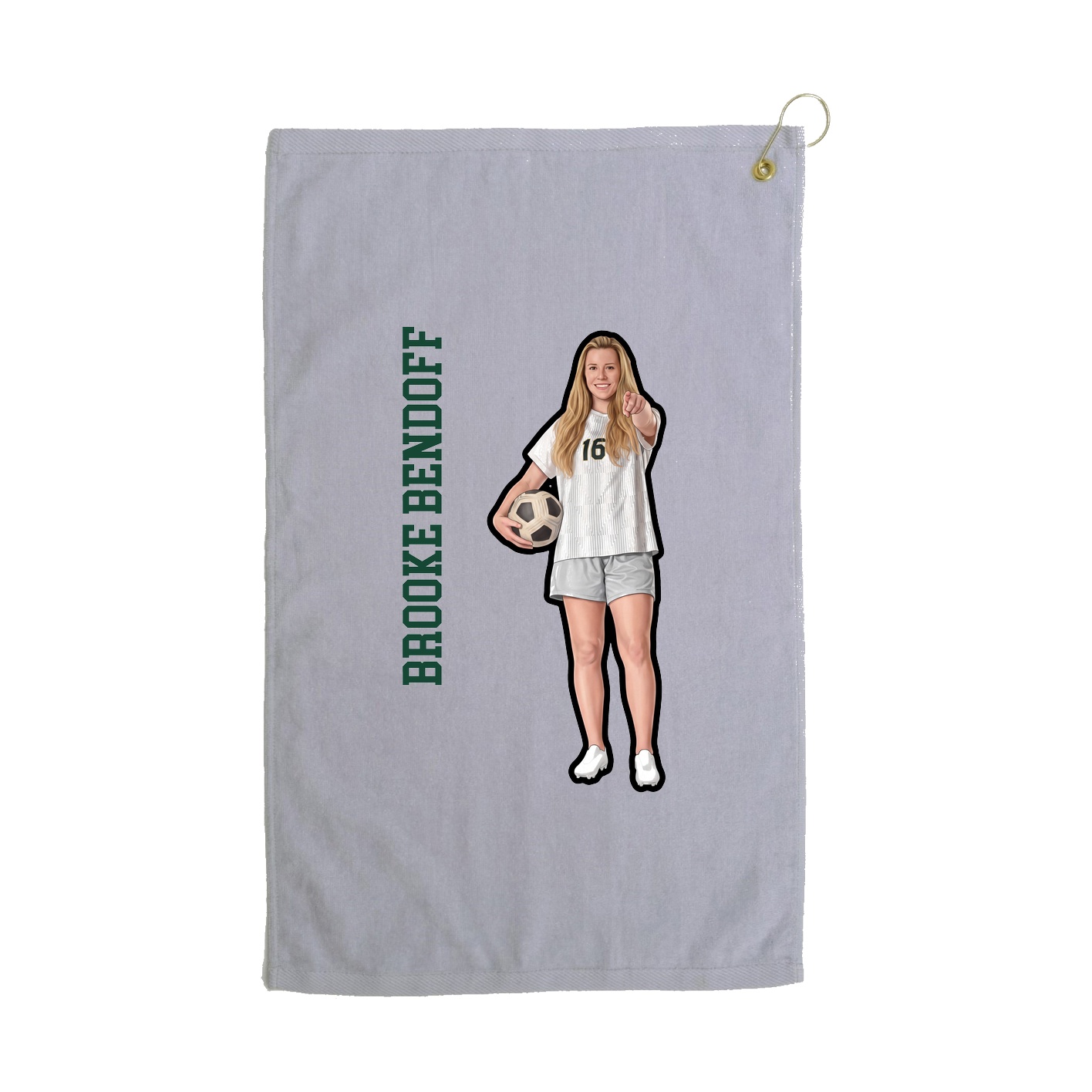 Golf Towel — Name Vertical in Grey