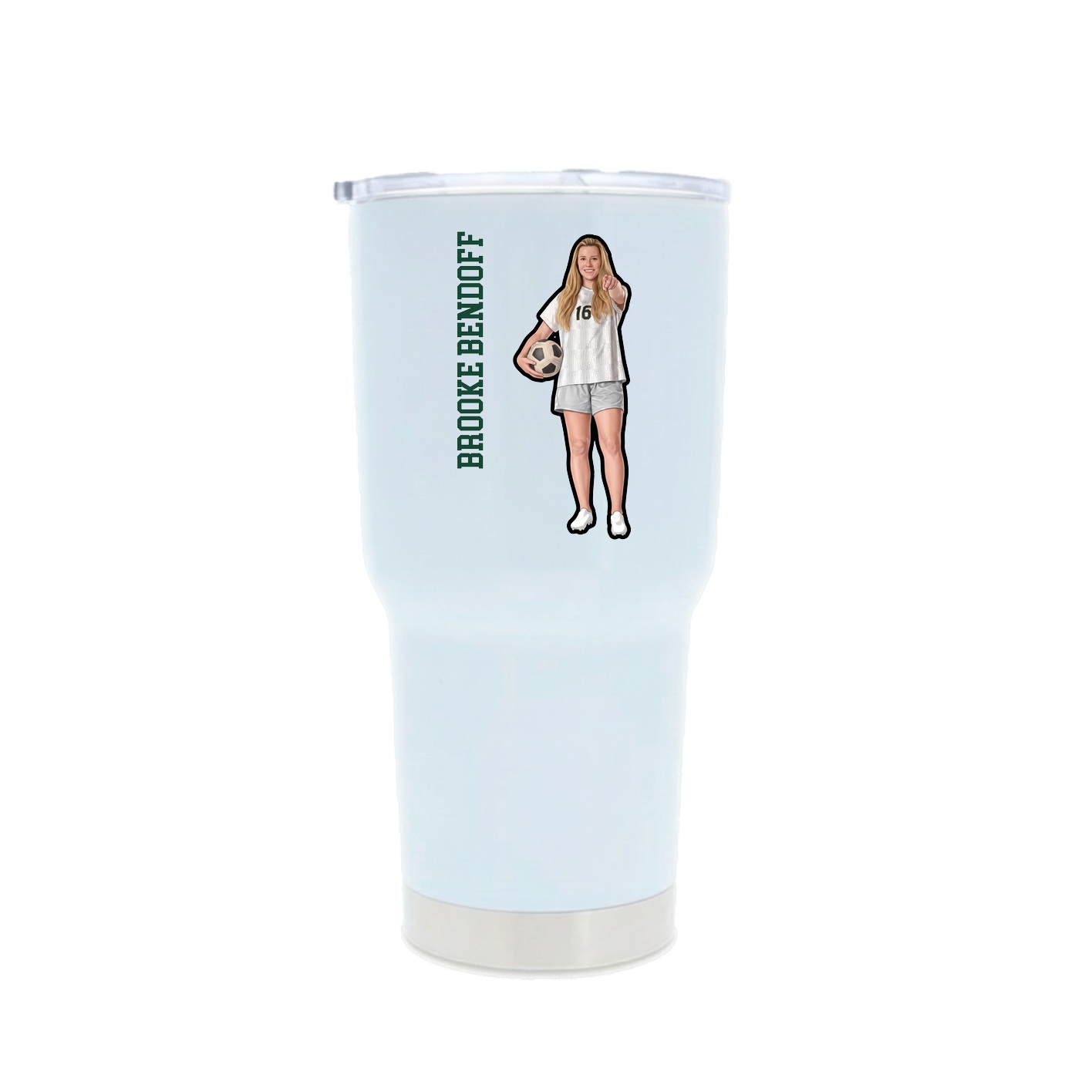 30oz Stainless Steel Tumbler — Name Vertical in White