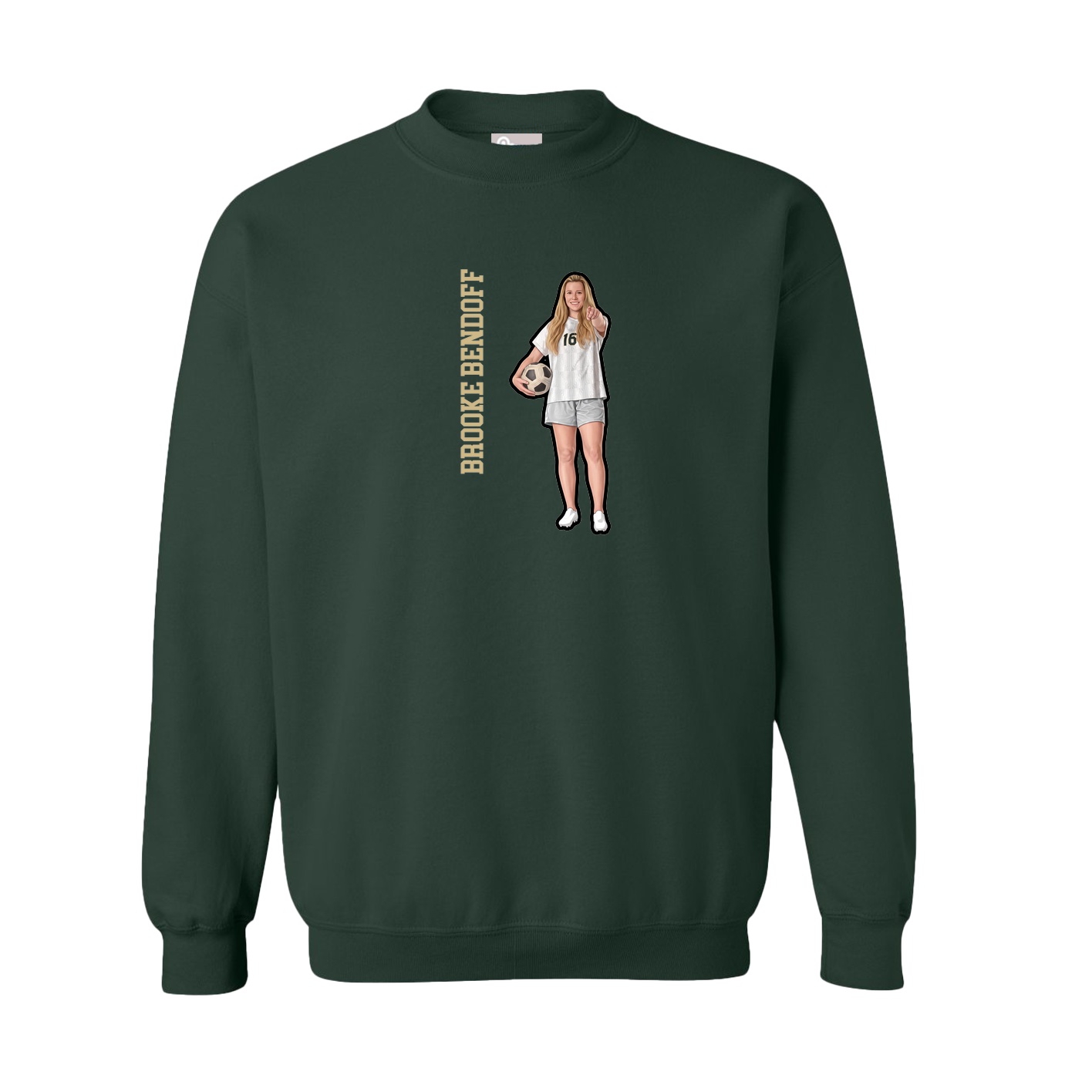 Fleece Crew — Name Vertical in Green