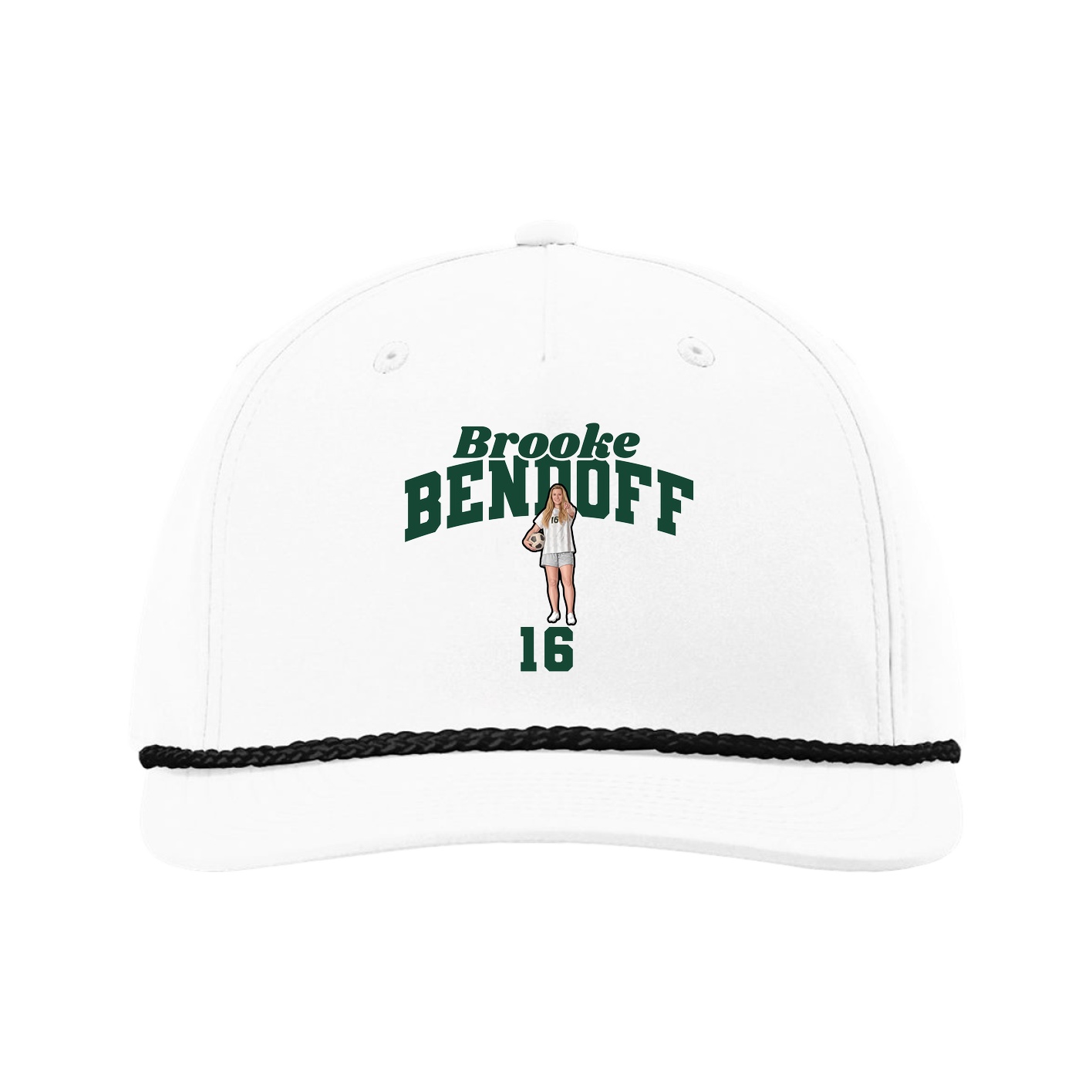 Five-Panel Classic Rope Cap — Signature Arch in White