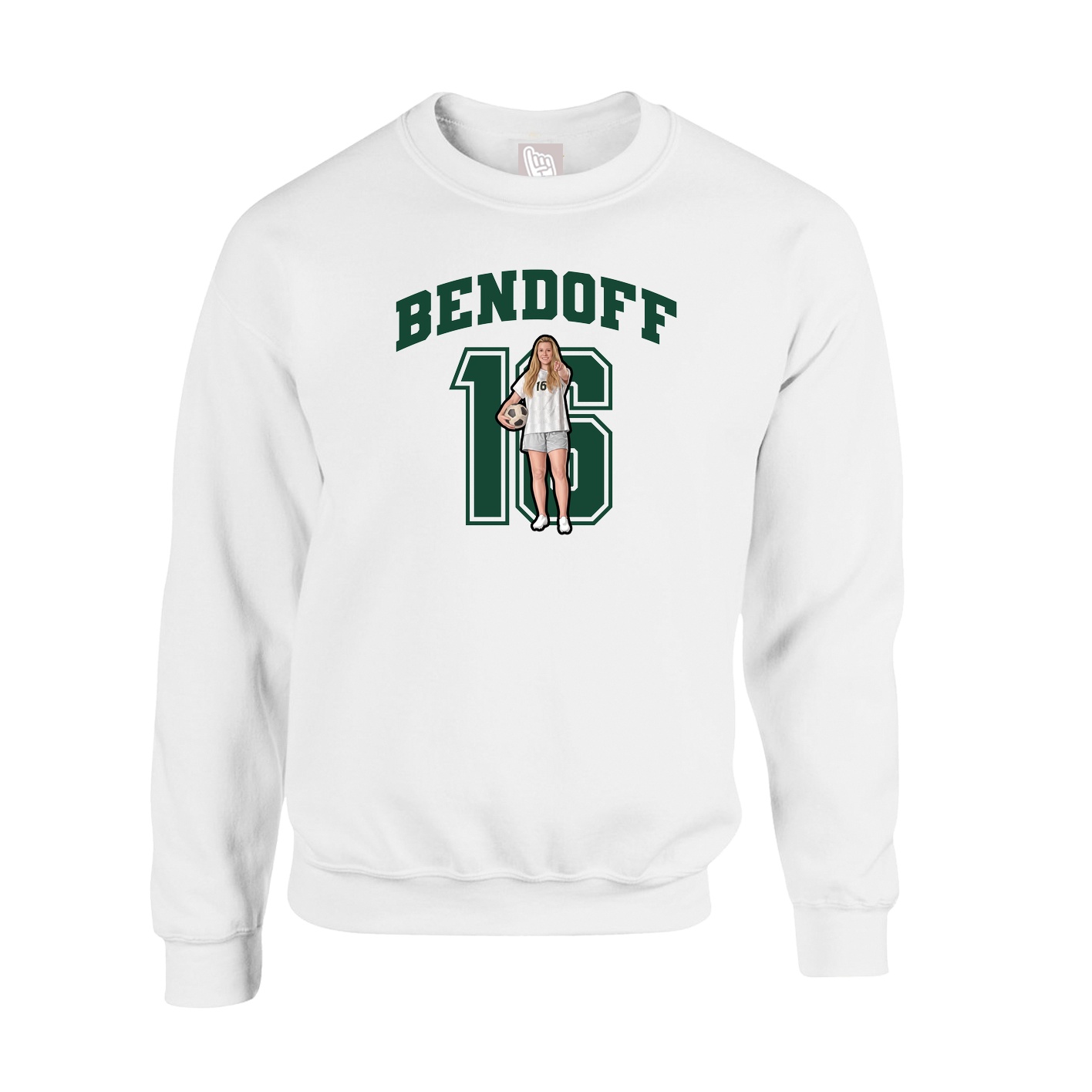Fleece Crew — Number in White