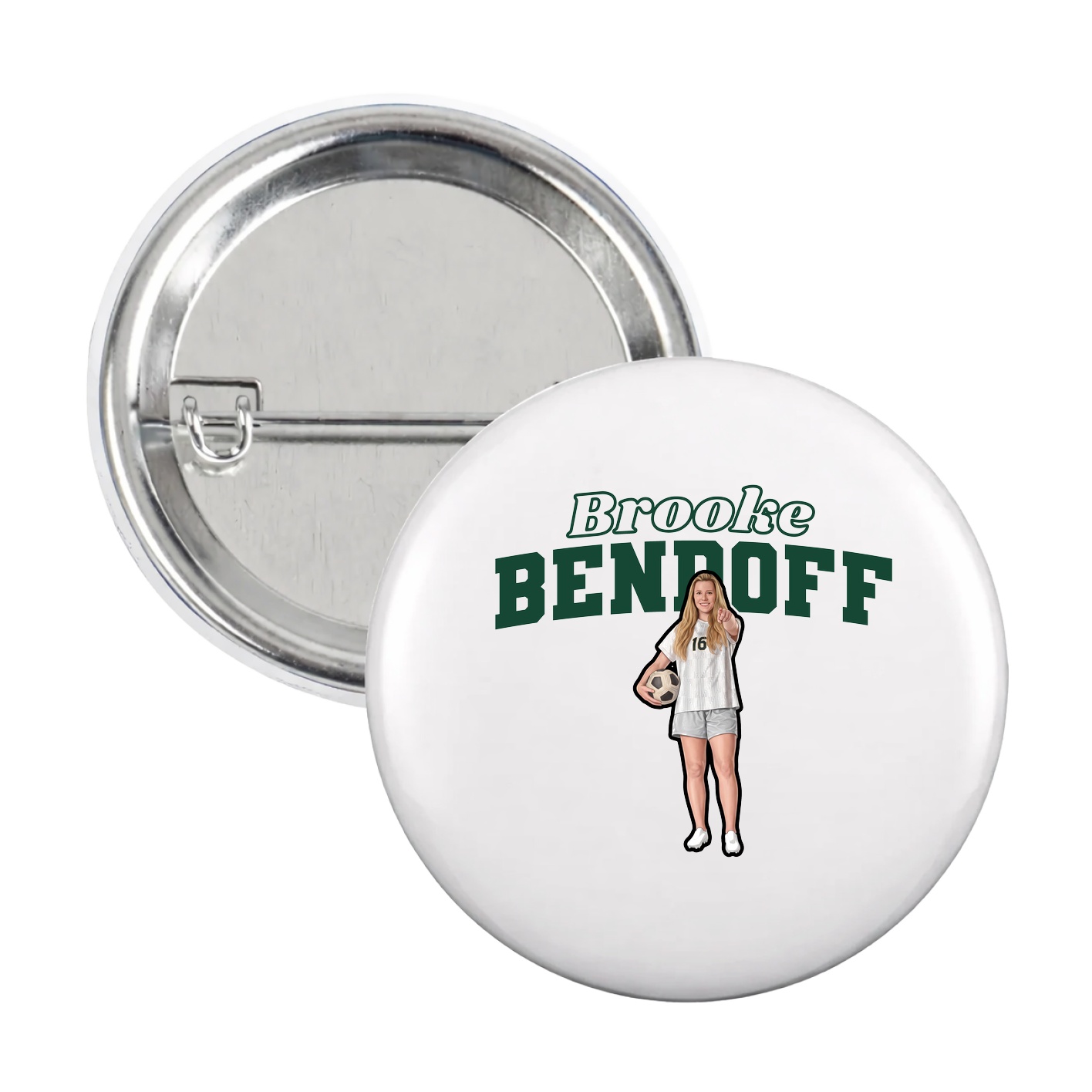 Game Day Button — Name Arch in White