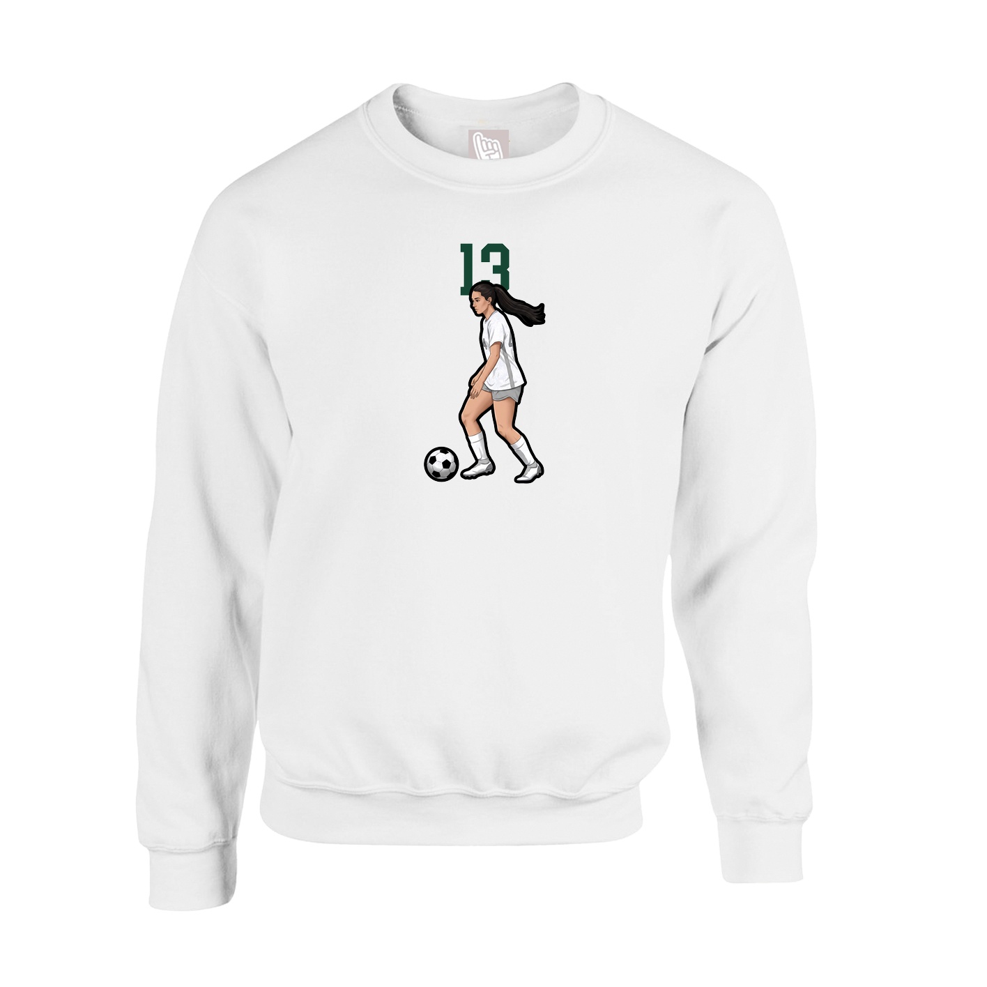Fleece Crew — Number Top in White