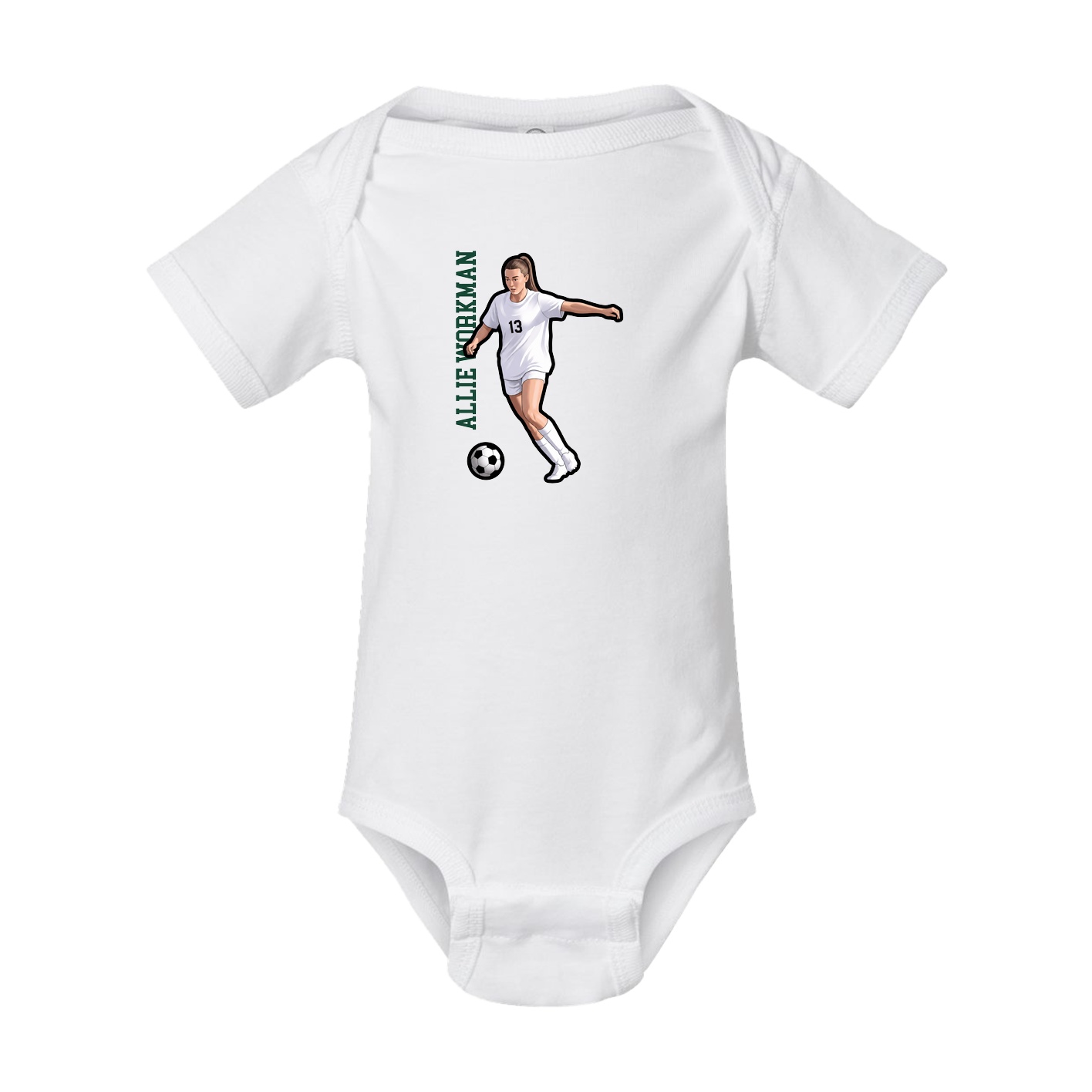 Baby Onesie — Name Vertical in White