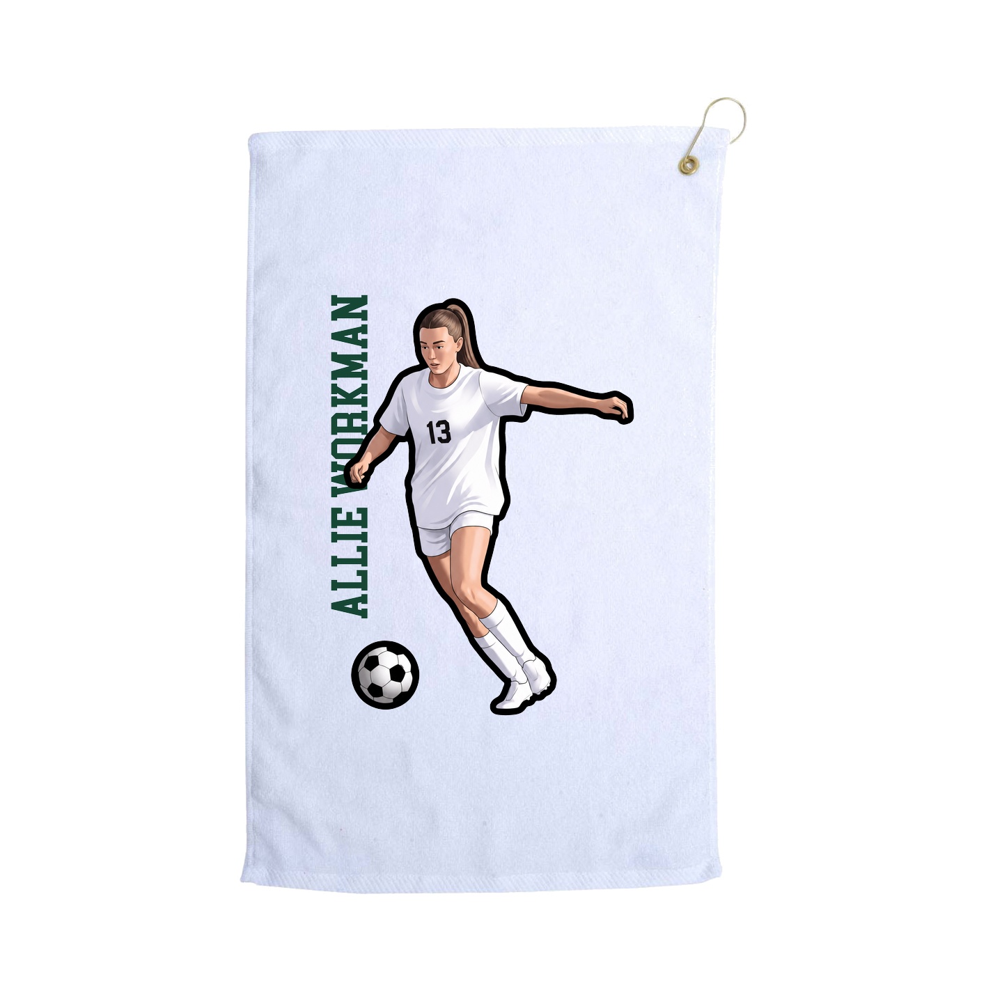 Golf Towel — Name Vertical in White