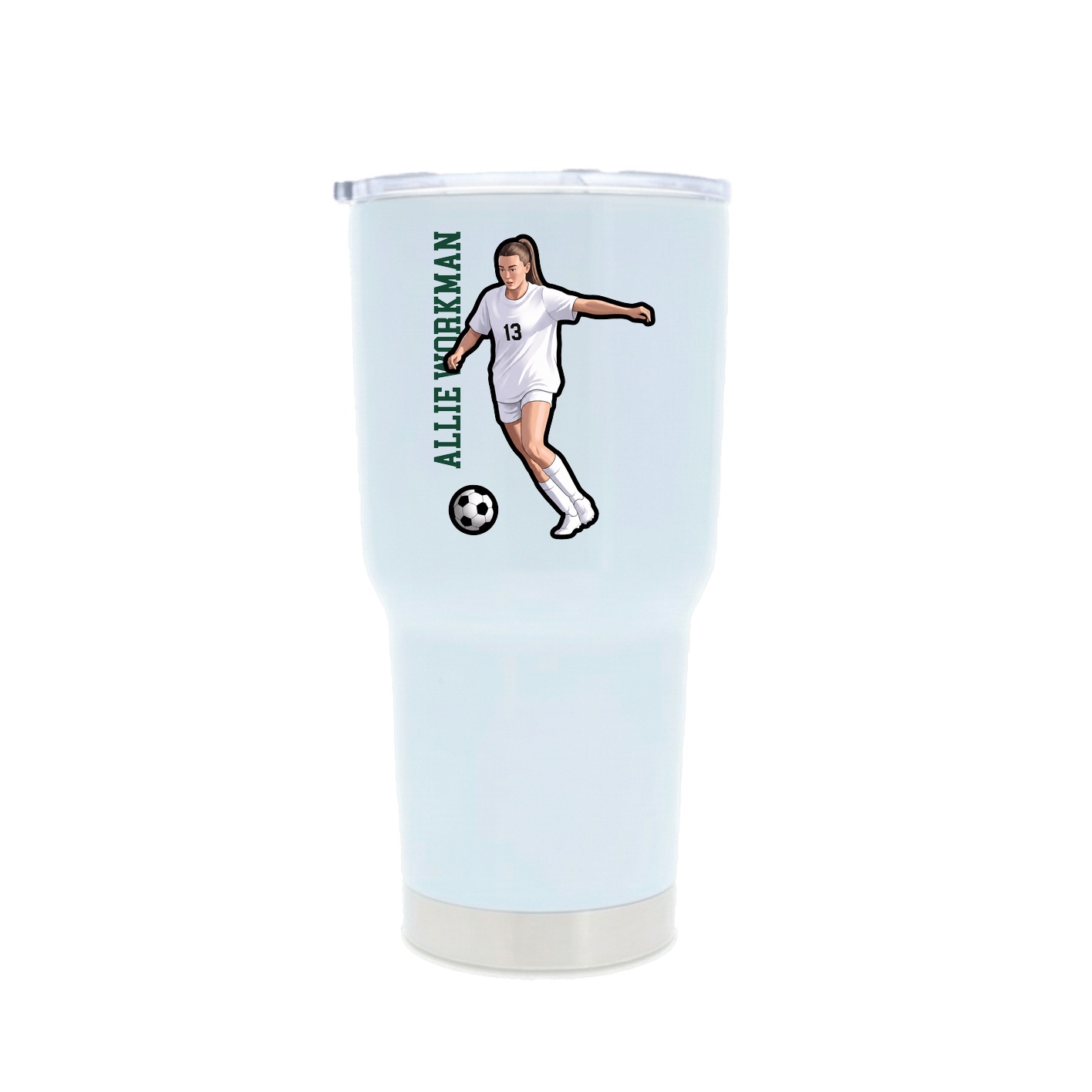 30oz Stainless Steel Tumbler — Name Vertical in White