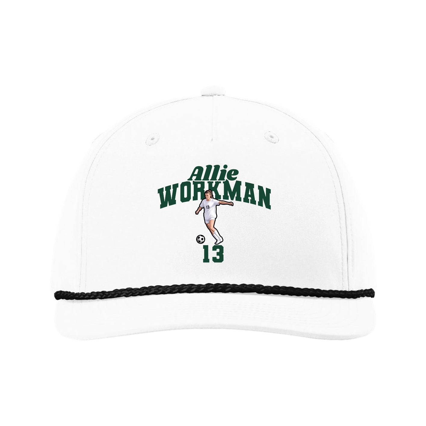 Five-Panel Classic Rope Cap — Signature Arch in White