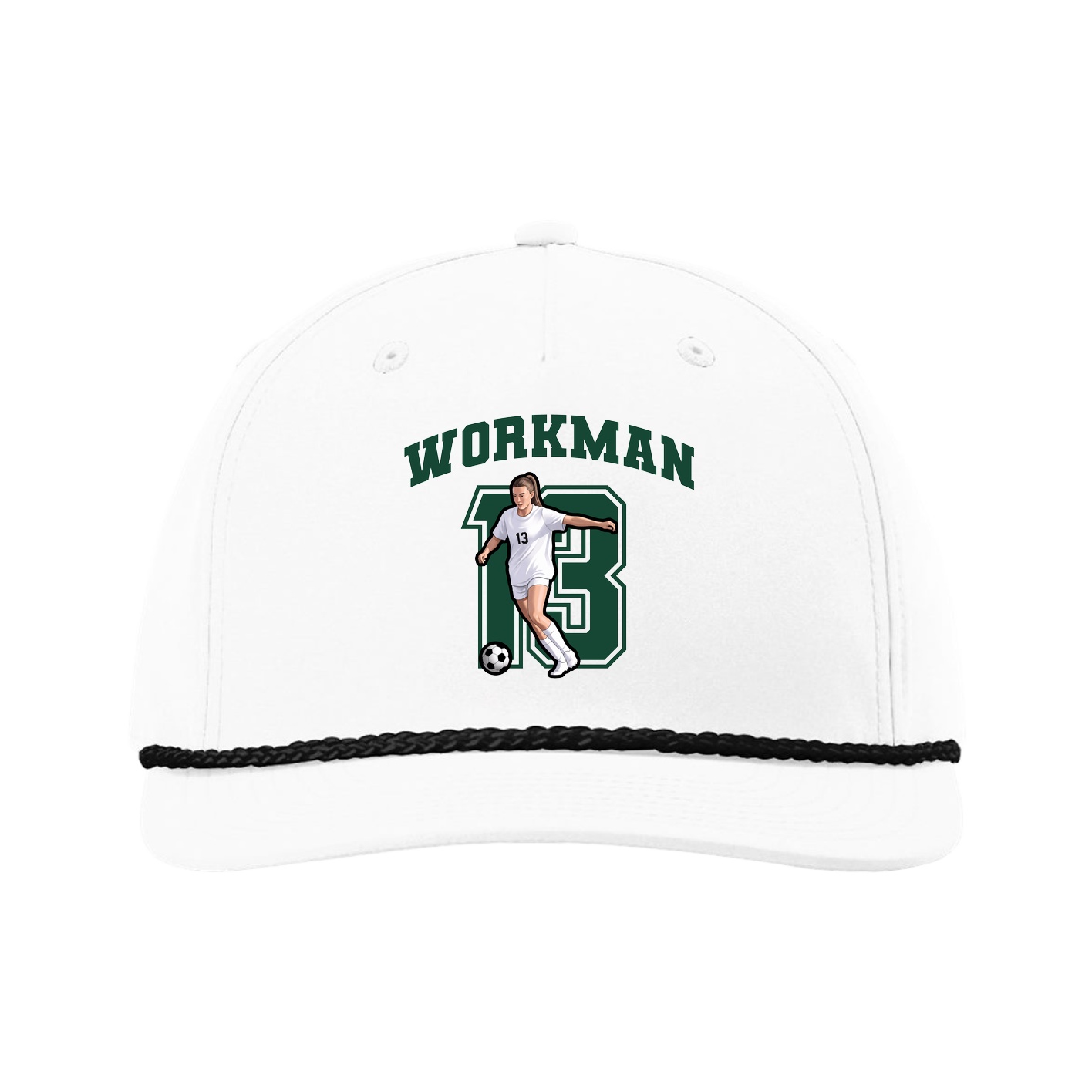 Five-Panel Classic Rope Cap — Number in White