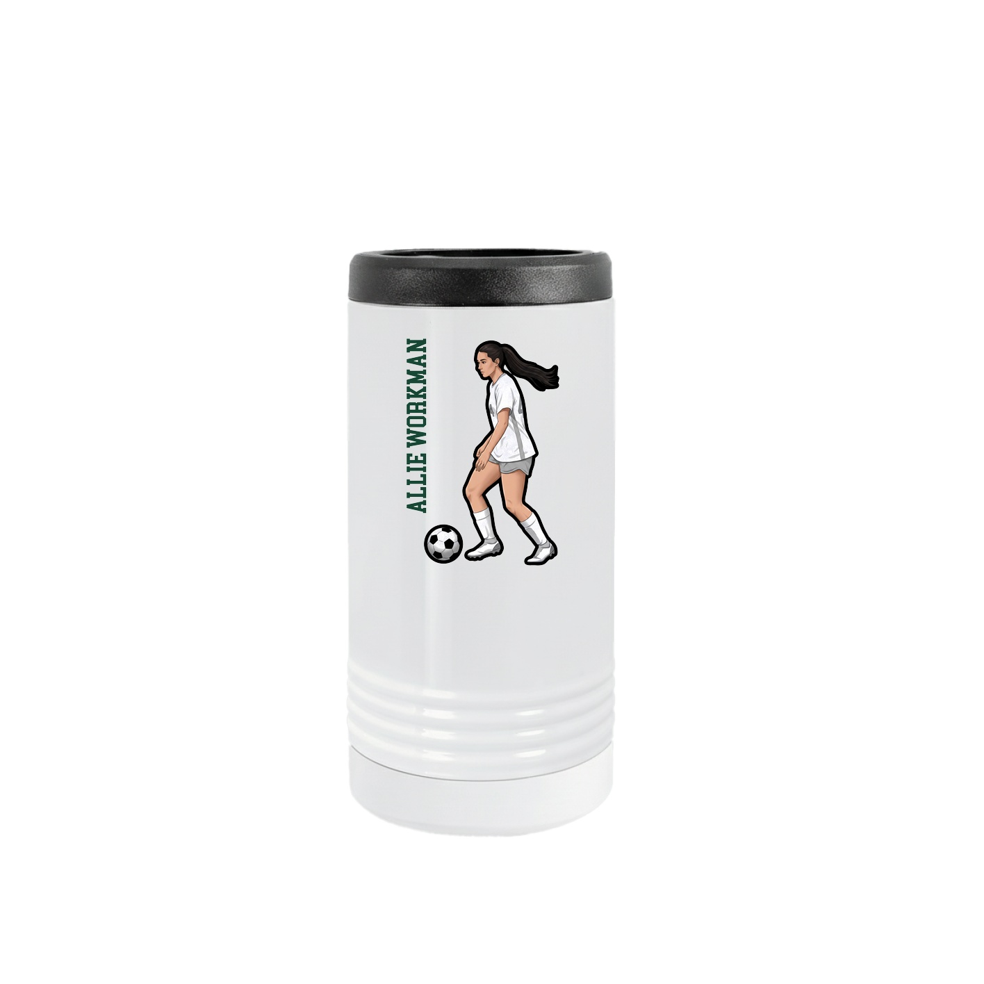 Slim Beverage Holder — Name Vertical in White