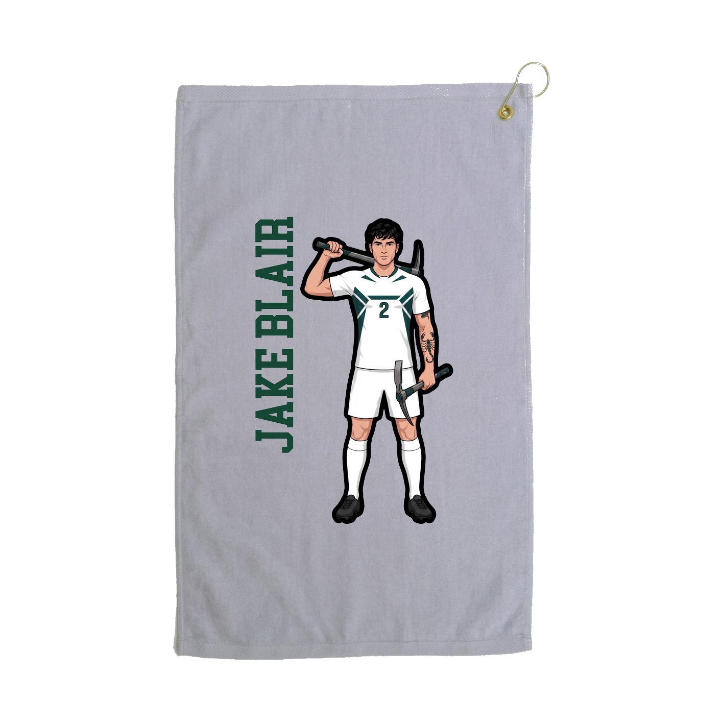 Golf Towel — Name Vertical in Grey