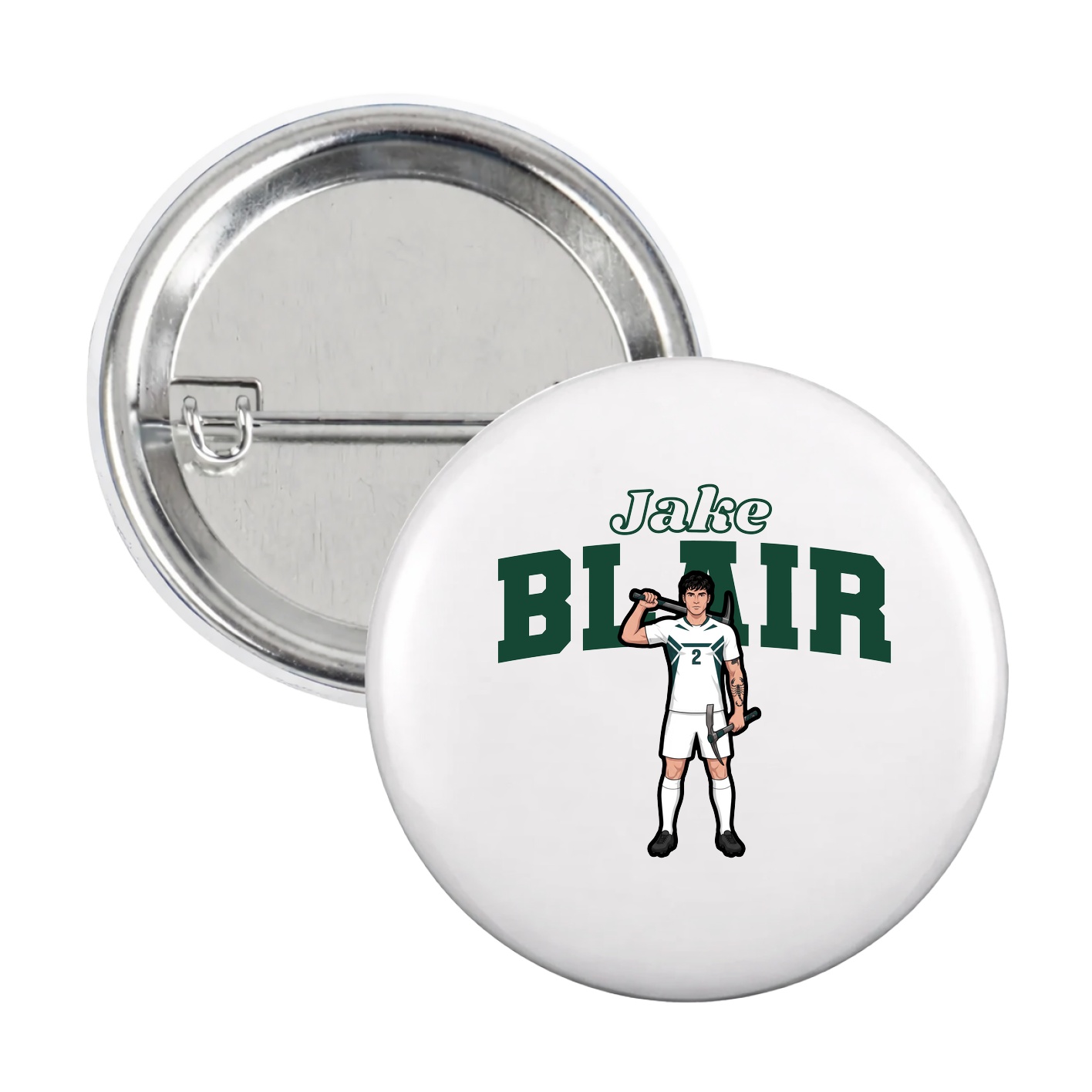 Game Day Button — Name Arch in White