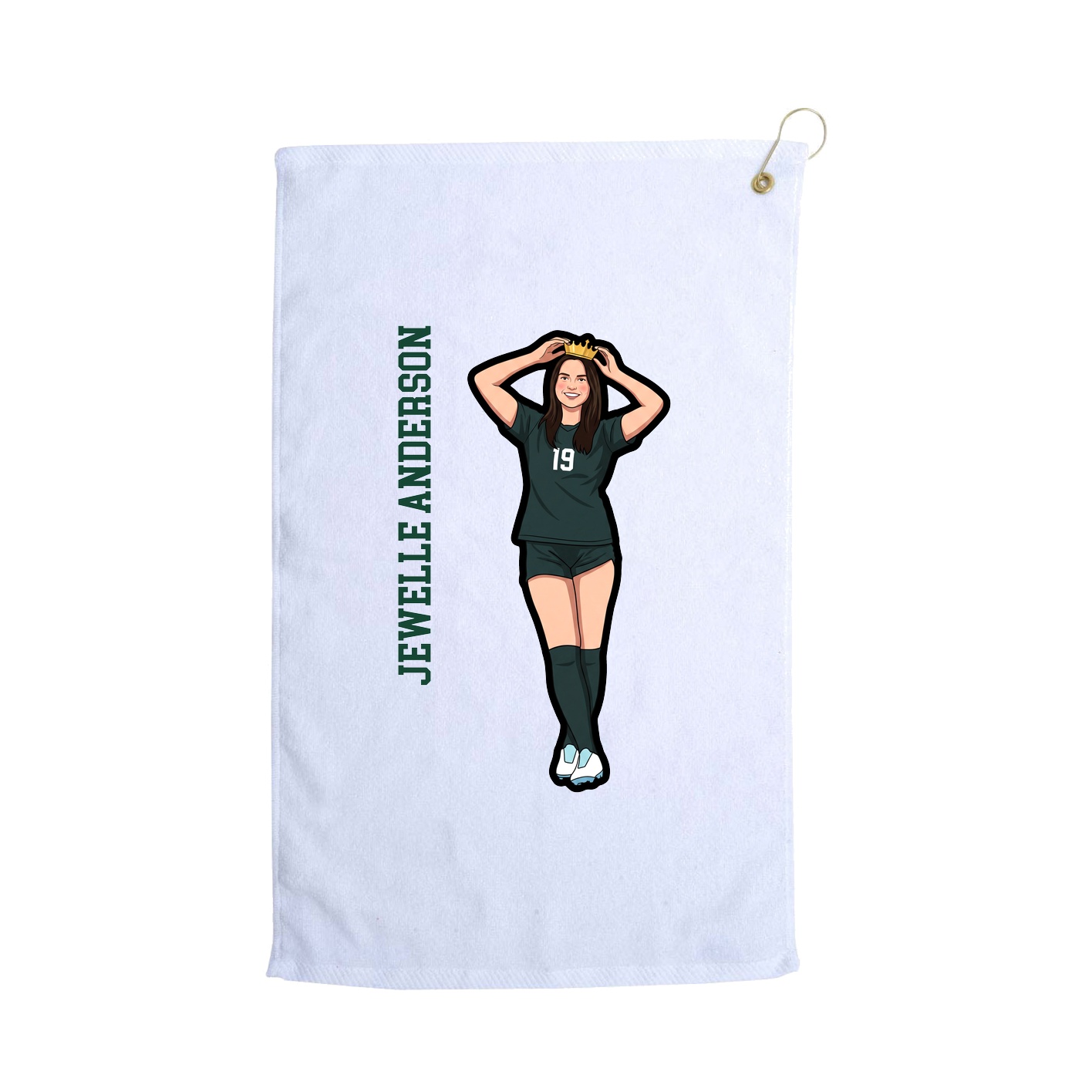 Golf Towel — Name Vertical in White