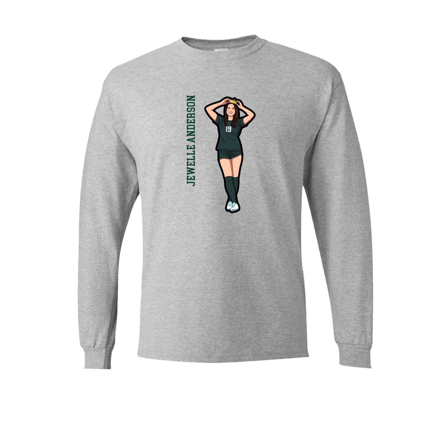 Long Sleeve Tee — Name Vertical in Grey