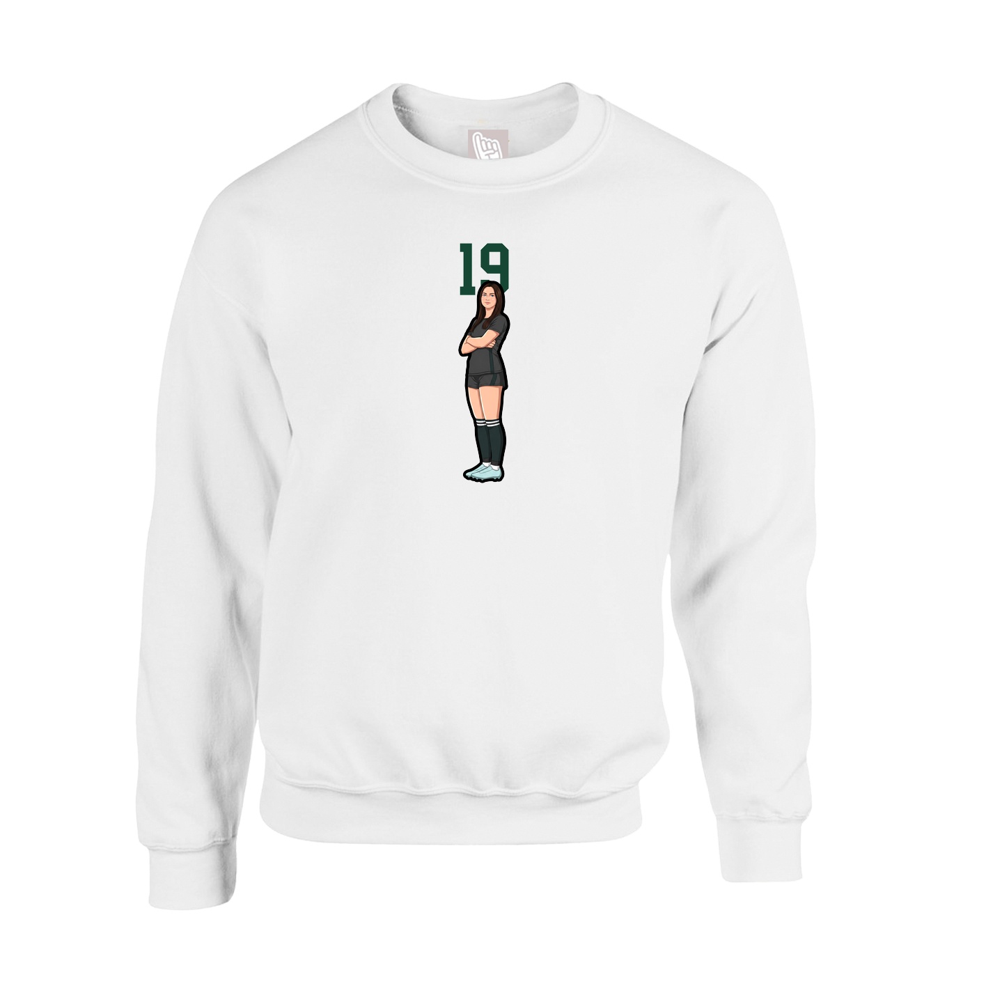 Fleece Crew — Number Top in White