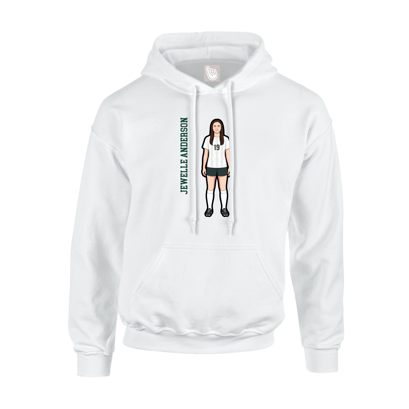 Youth Hoodie — Name Vertical in White