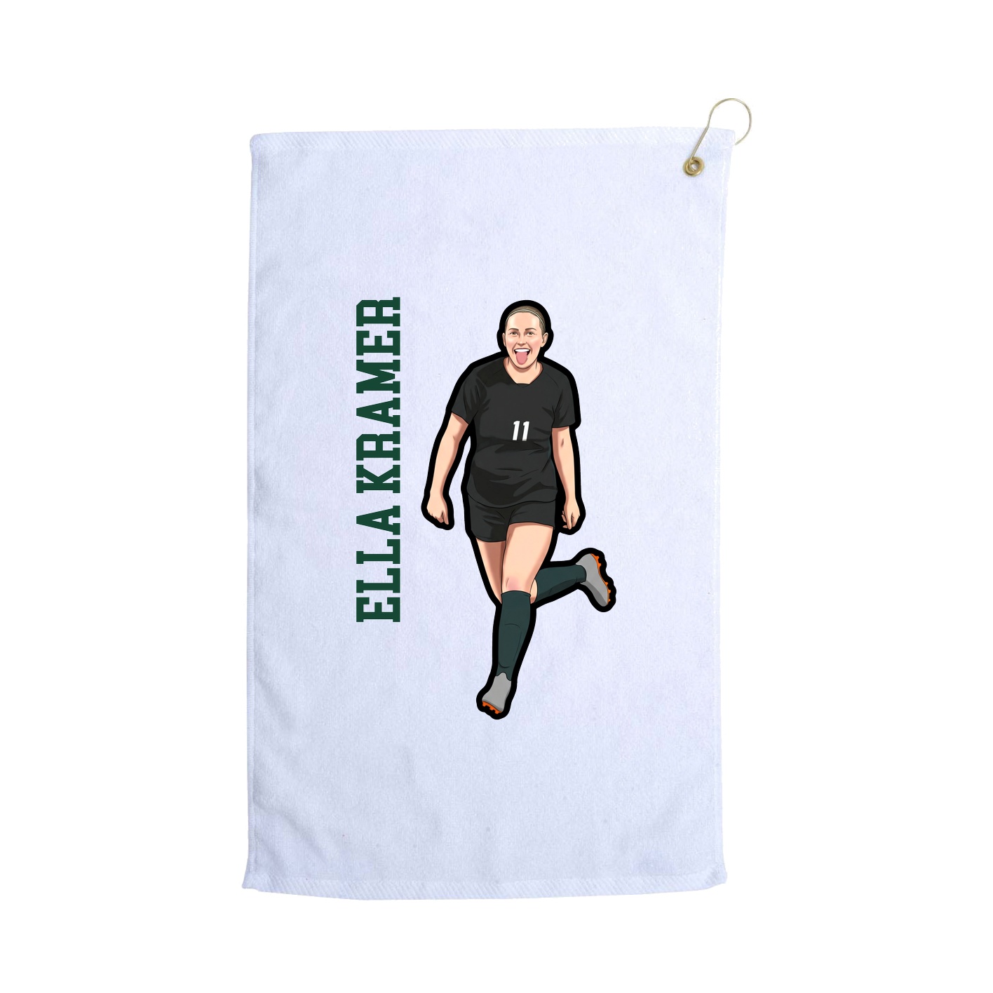 Golf Towel — Name Vertical in White