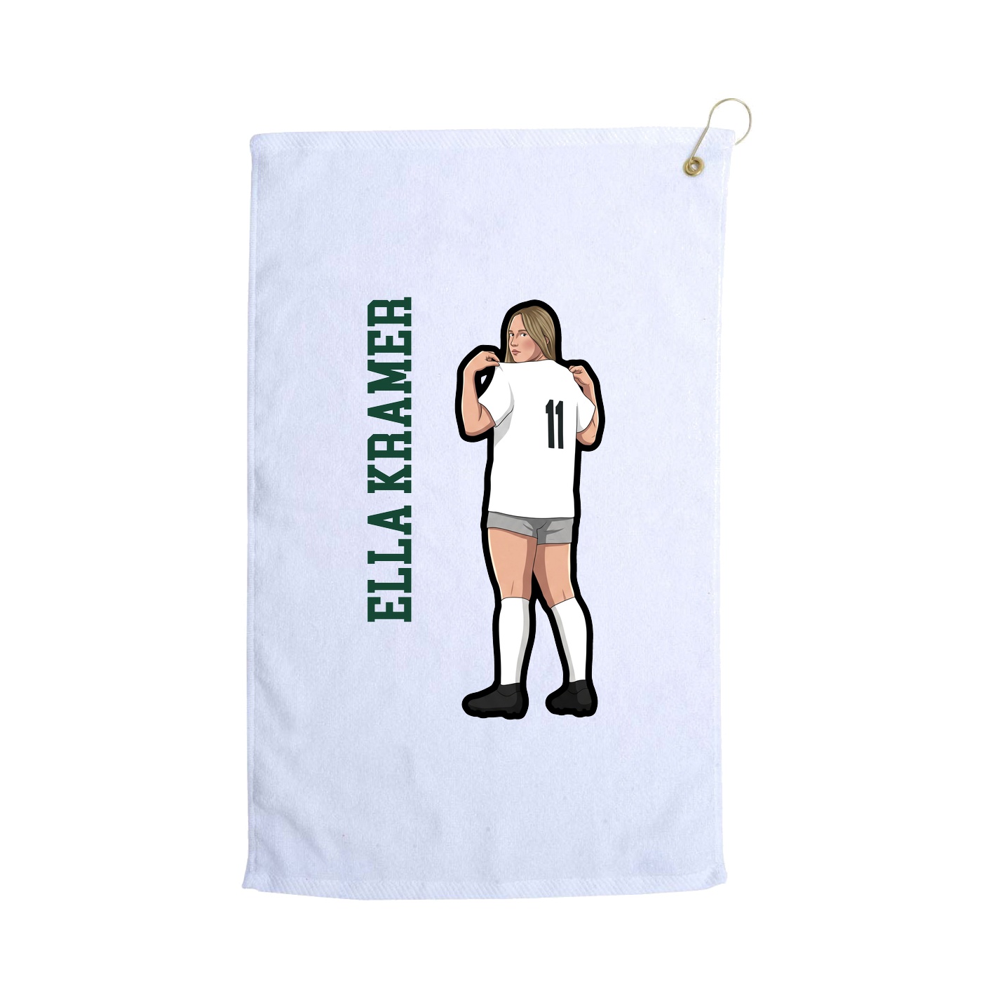 Golf Towel — Name Vertical in White