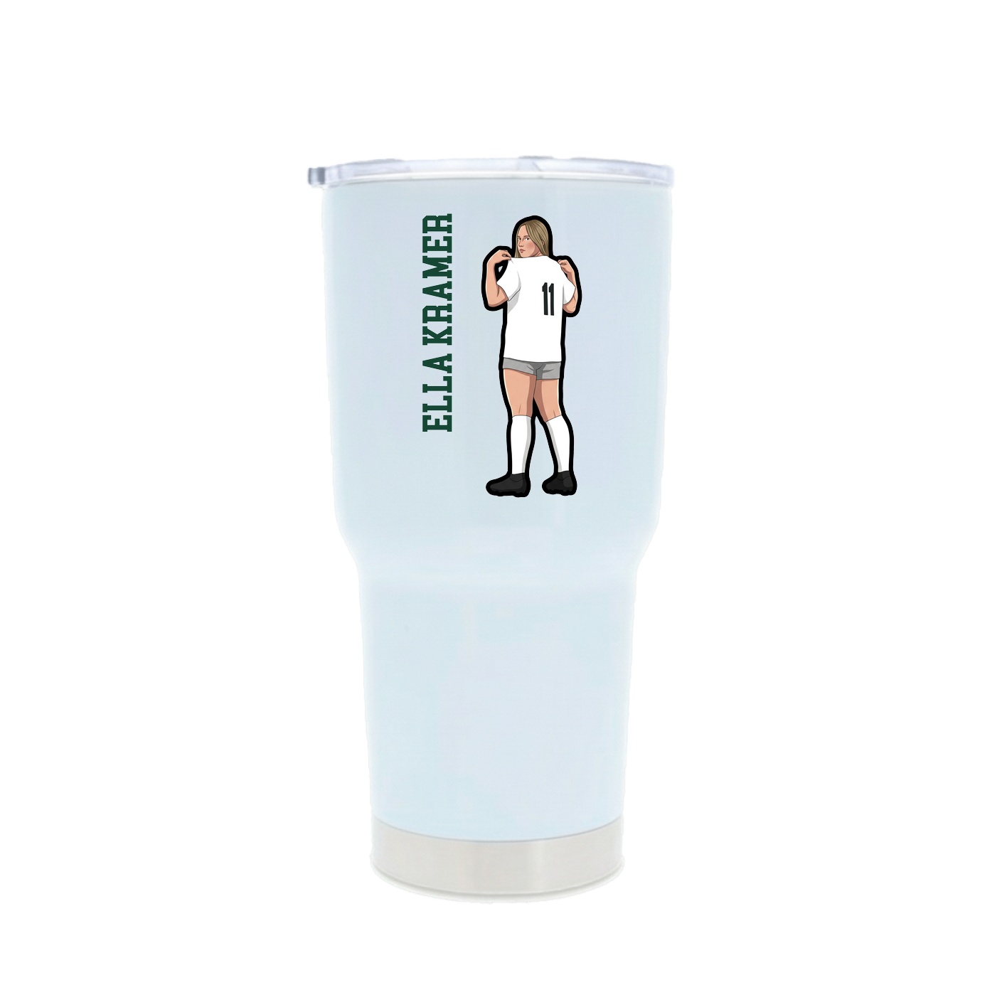 30oz Stainless Steel Tumbler — Name Vertical in White