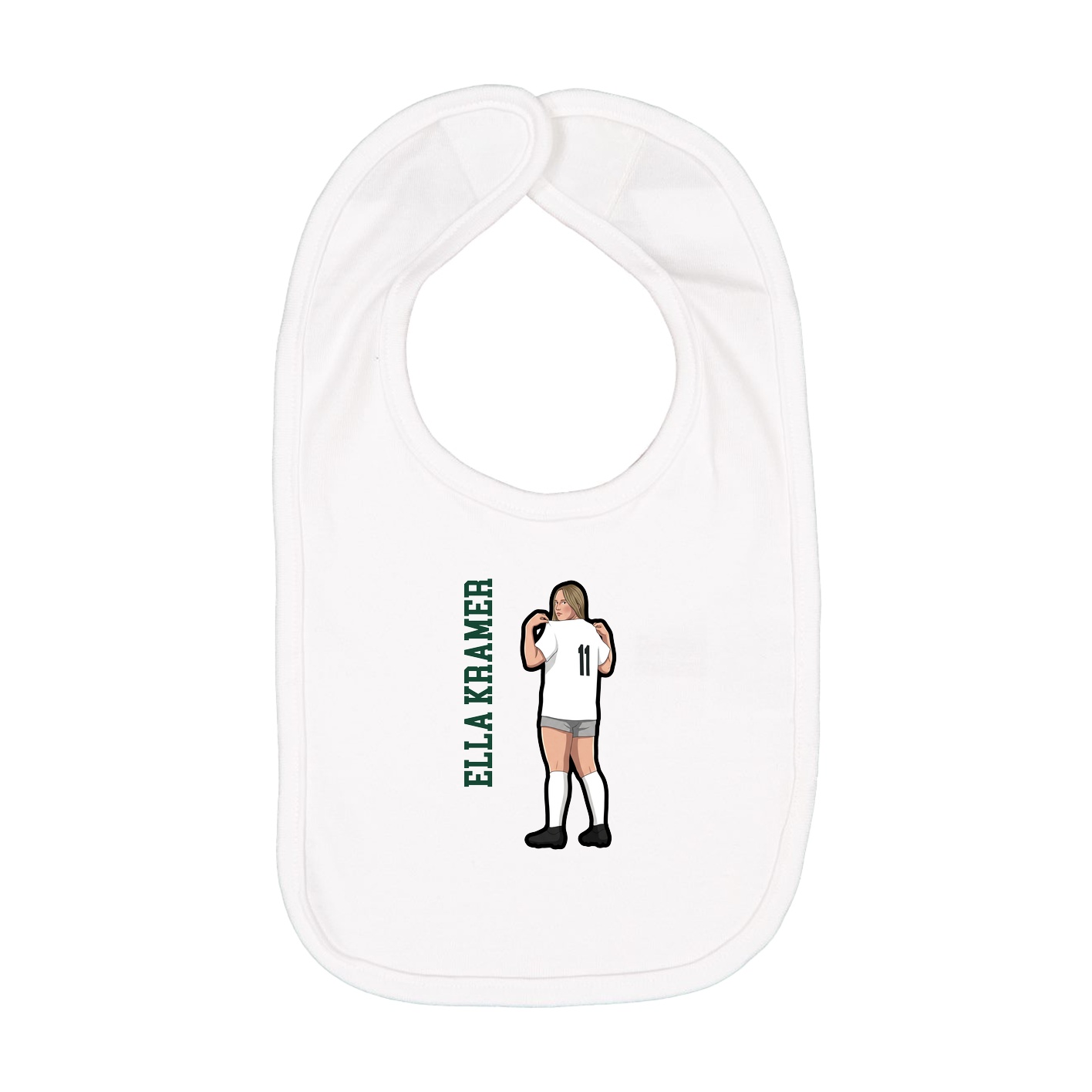 Infant Bib — Name Vertical in White