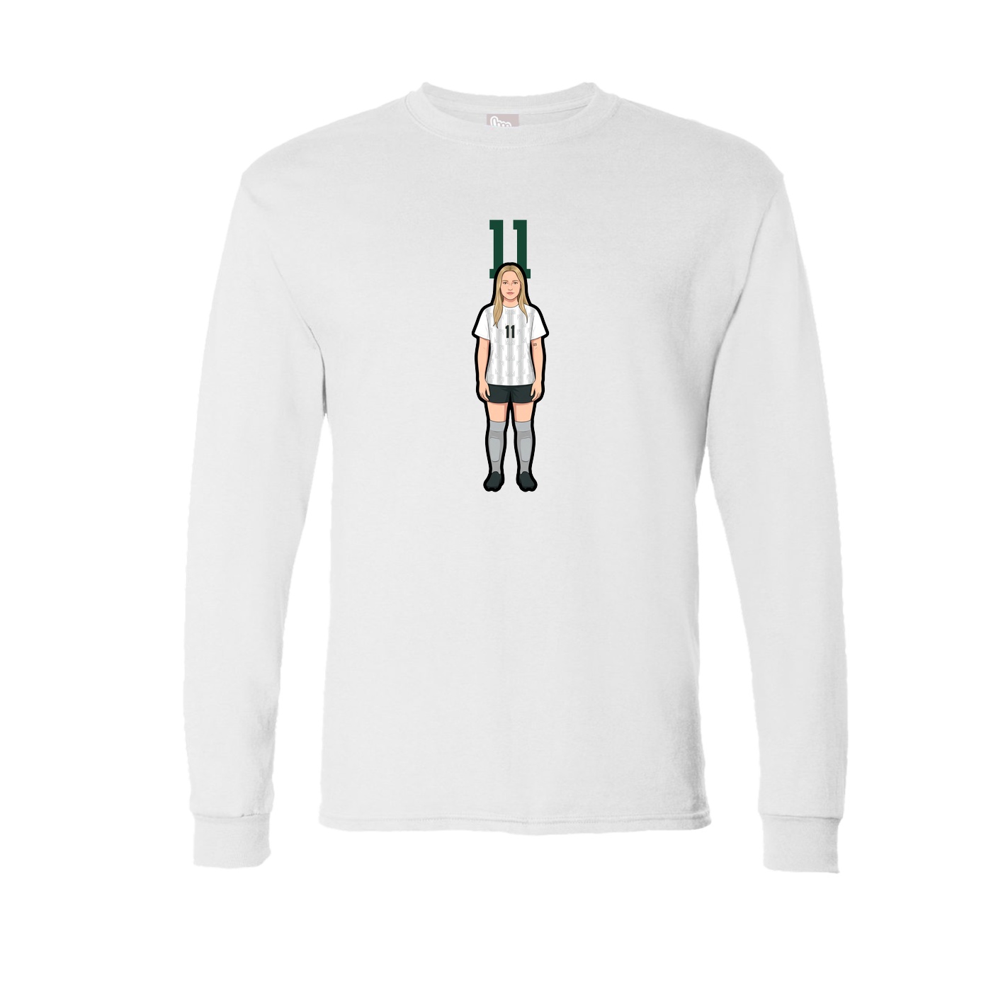 Long Sleeve Tee — Number Top in White