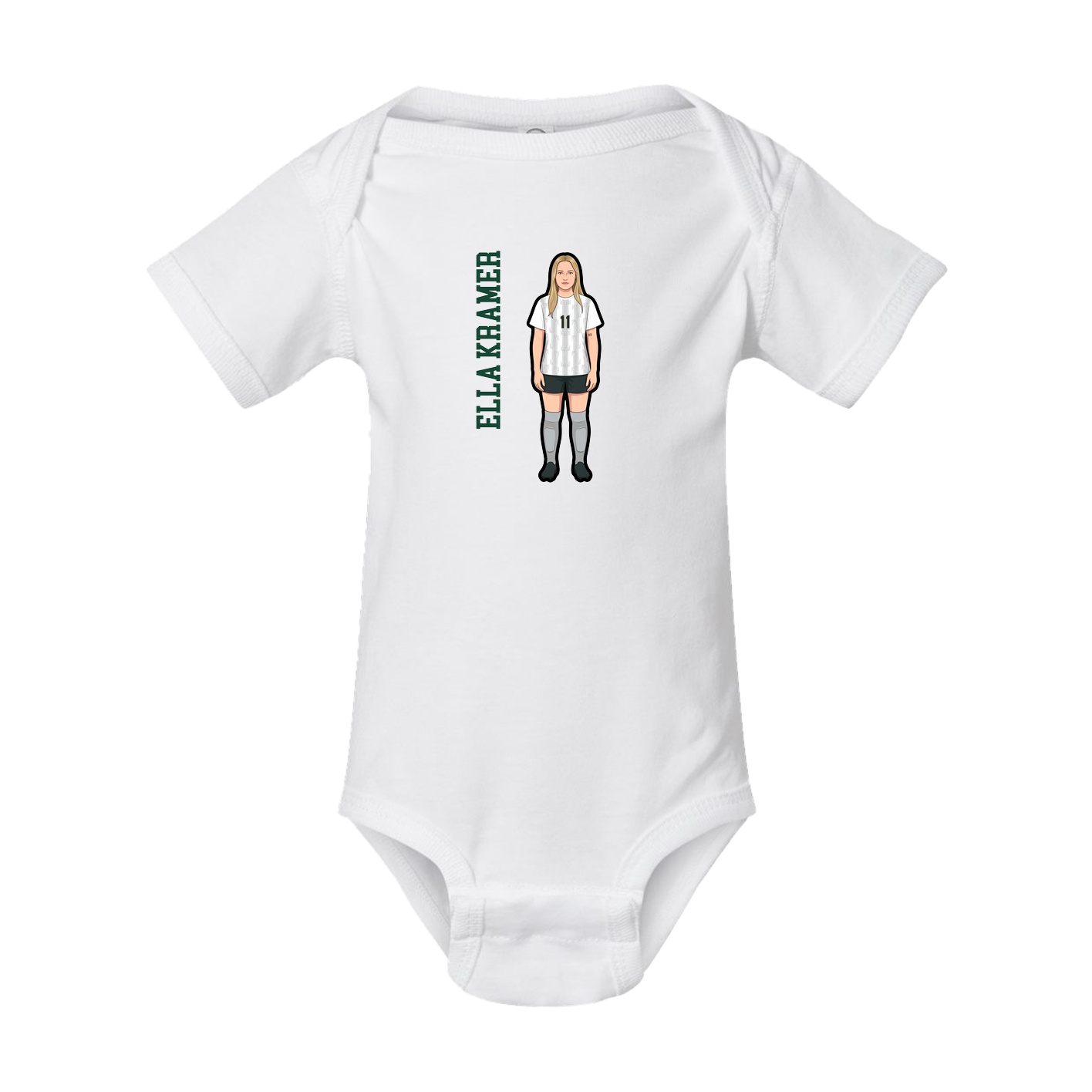 Baby Onesie — Name Vertical in White