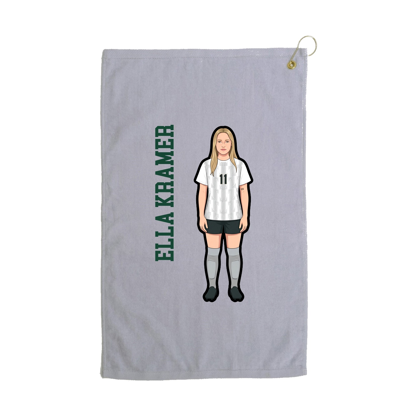 Golf Towel — Name Vertical in Grey