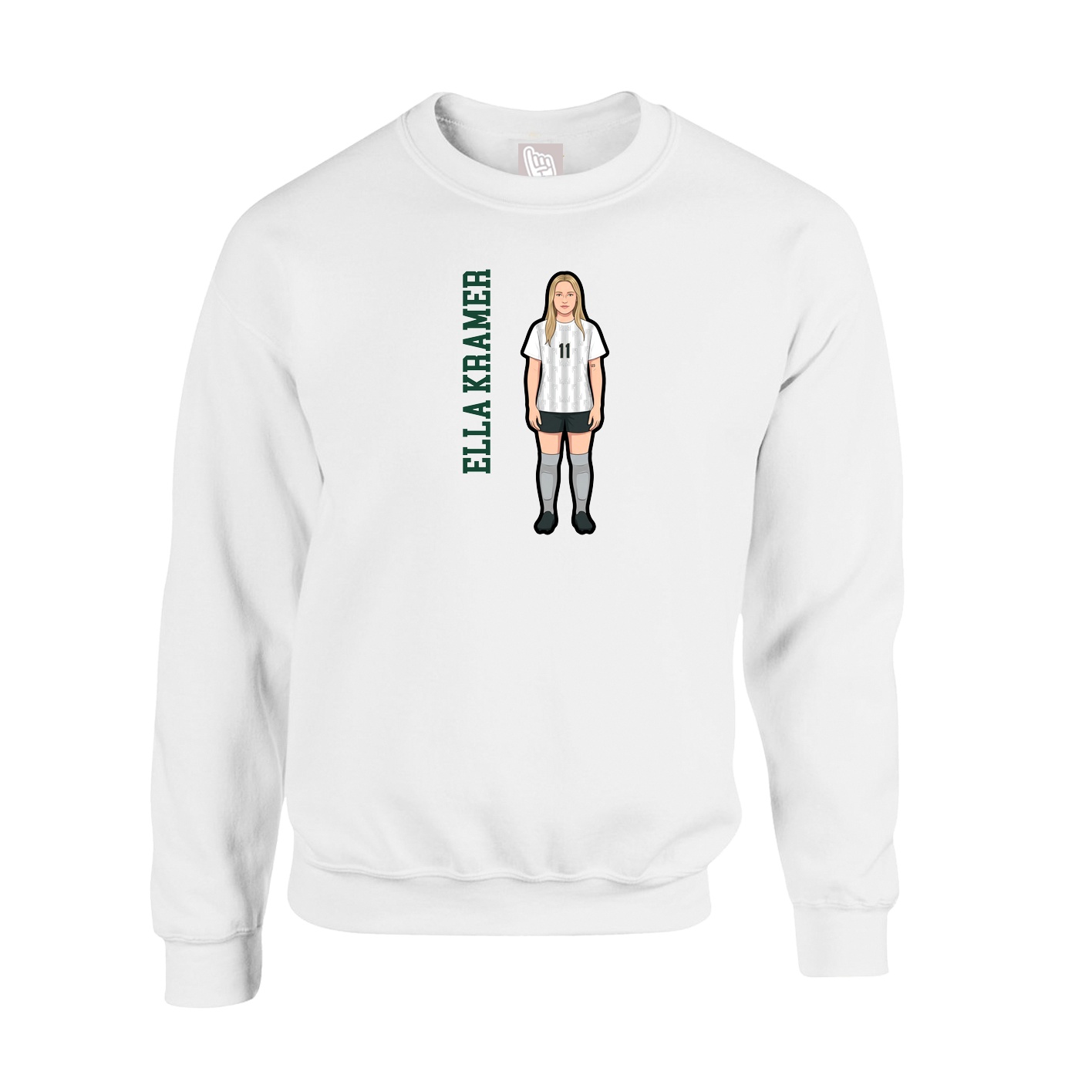 Fleece Crew — Name Vertical in White