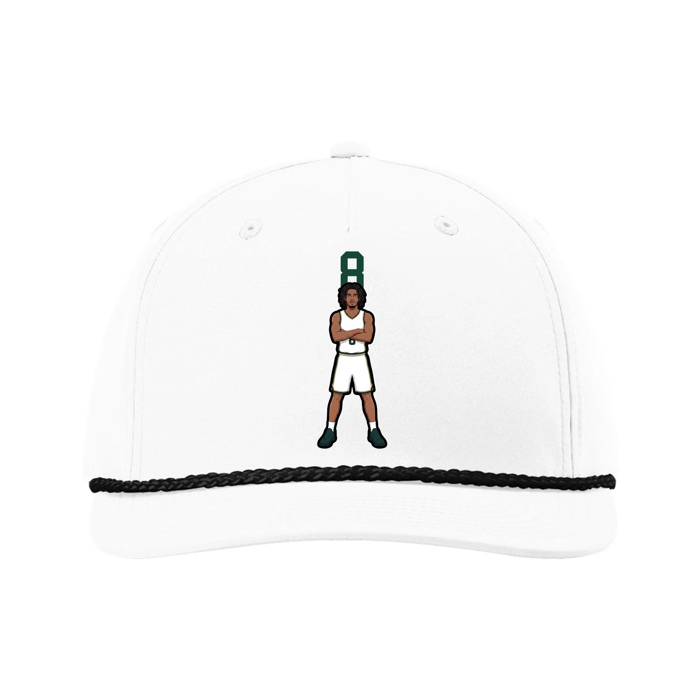 Five-Panel Classic Rope Cap — Number Top in White