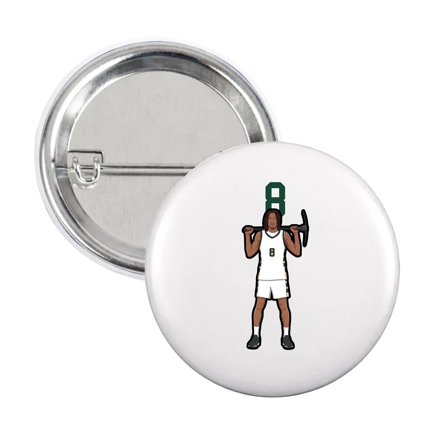 Game Day Button — Number Top in White
